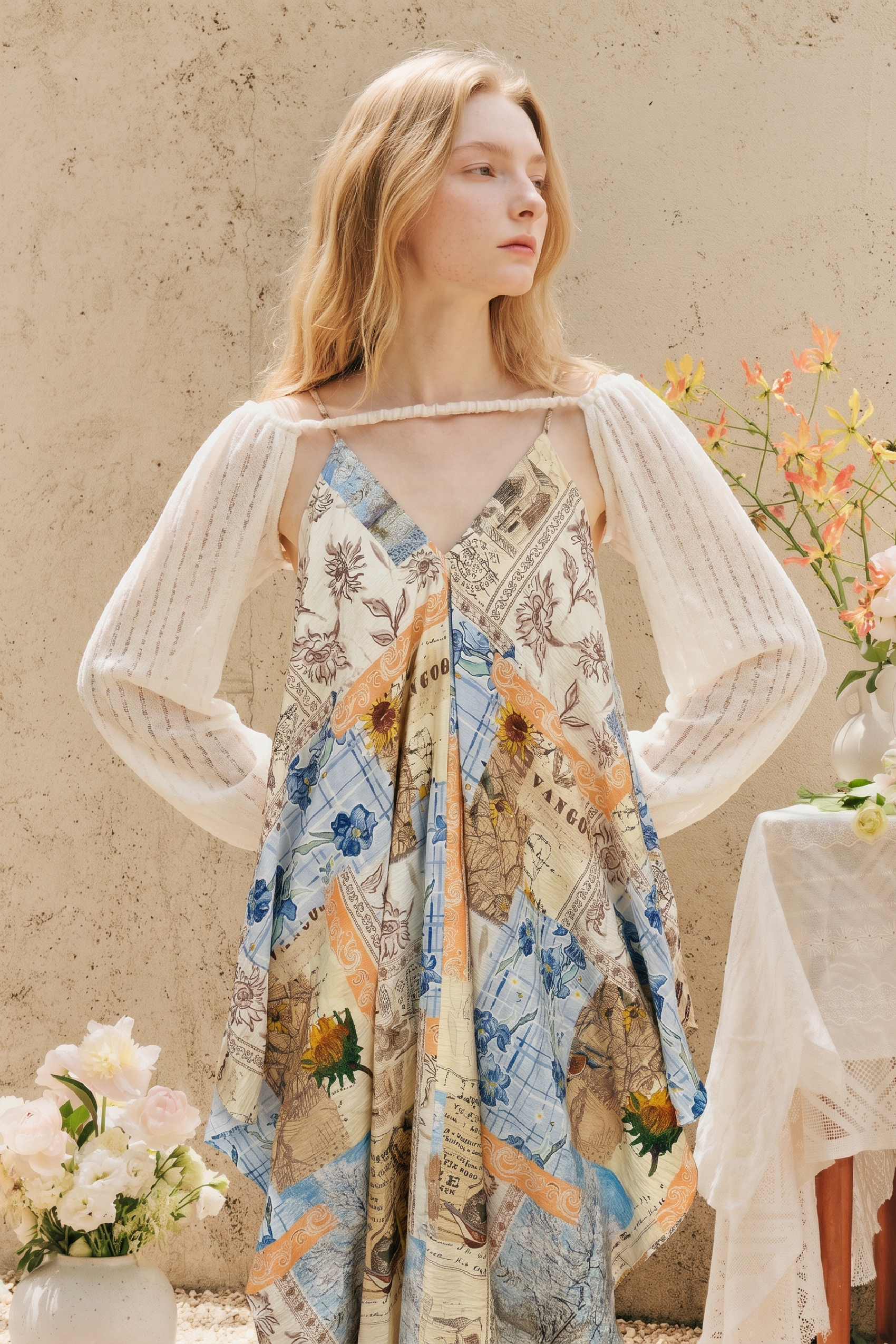 Printed Lapel Collar Midi Dress