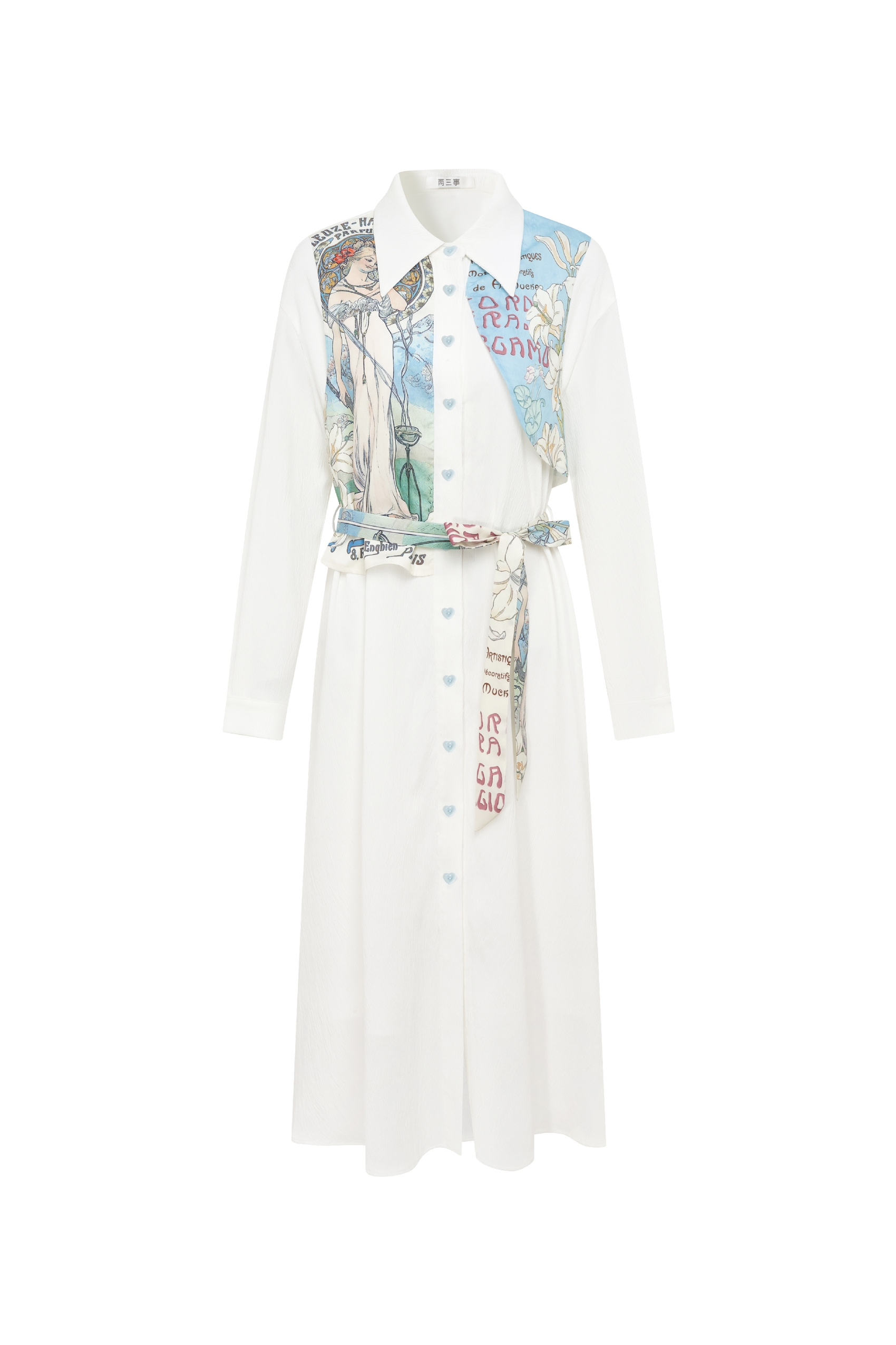 Printed Waist‑fitted Long Dress