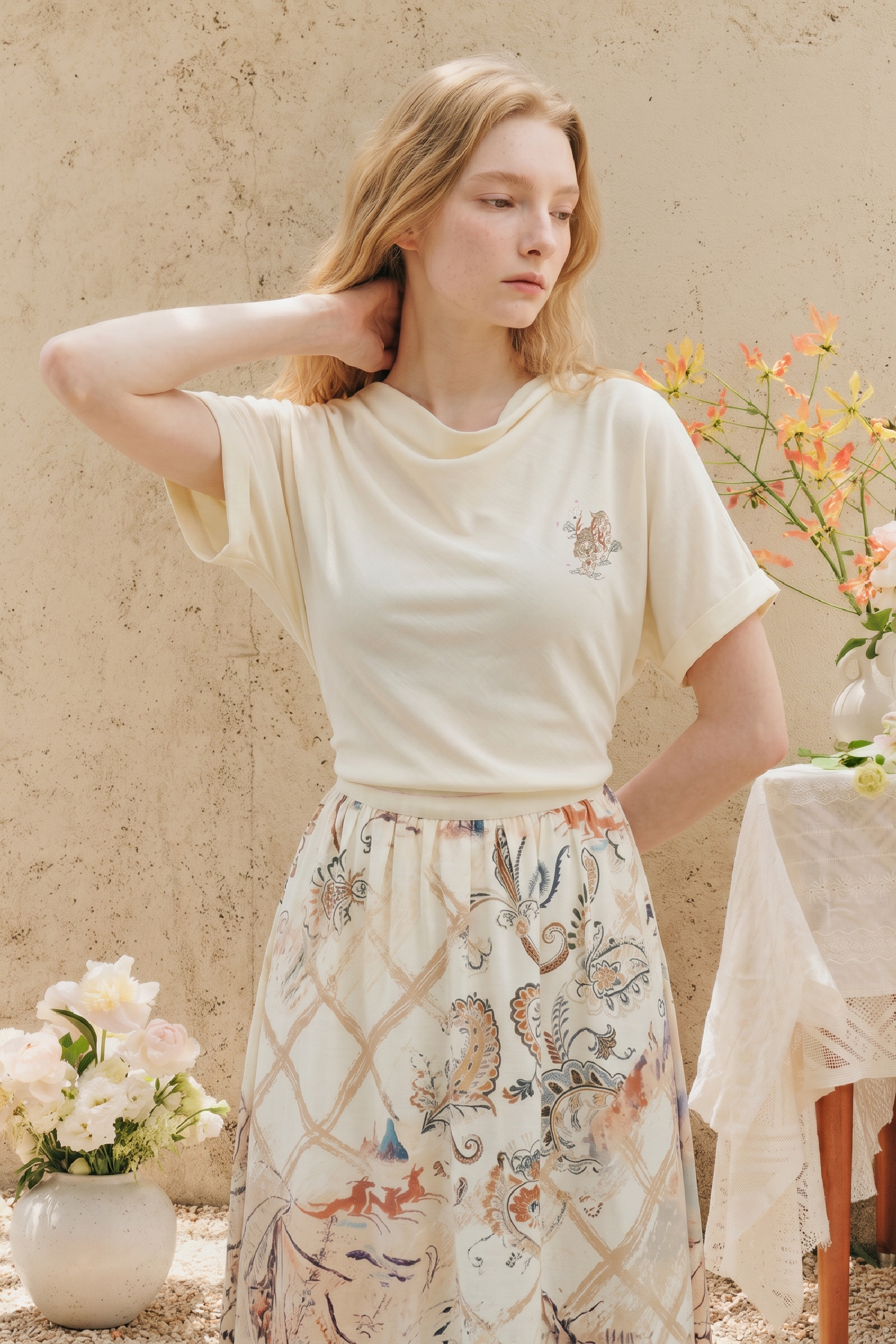 Printed Long Midi Skirt-LYONSENS