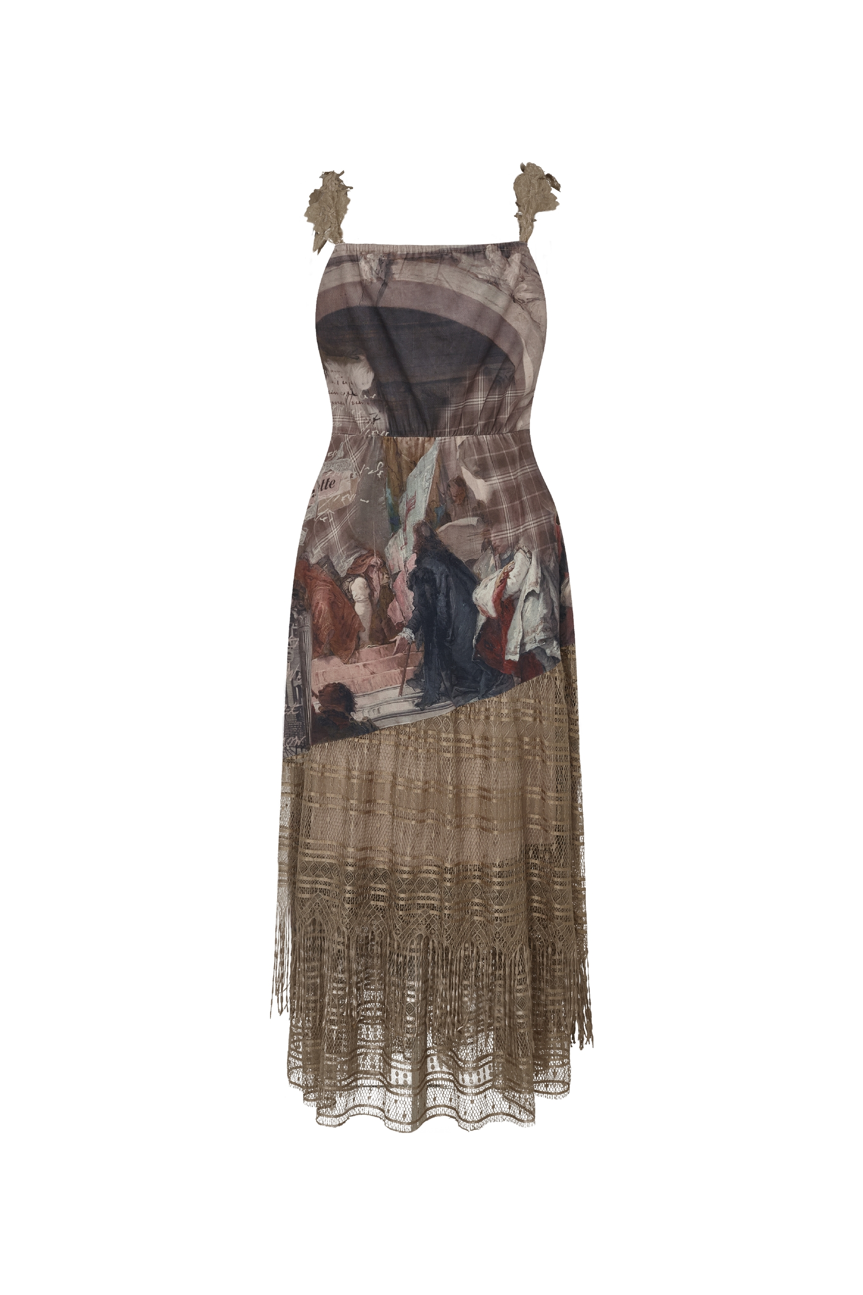 Boho Printed Slip Midi Dress with Tie Waist-LYONSENS