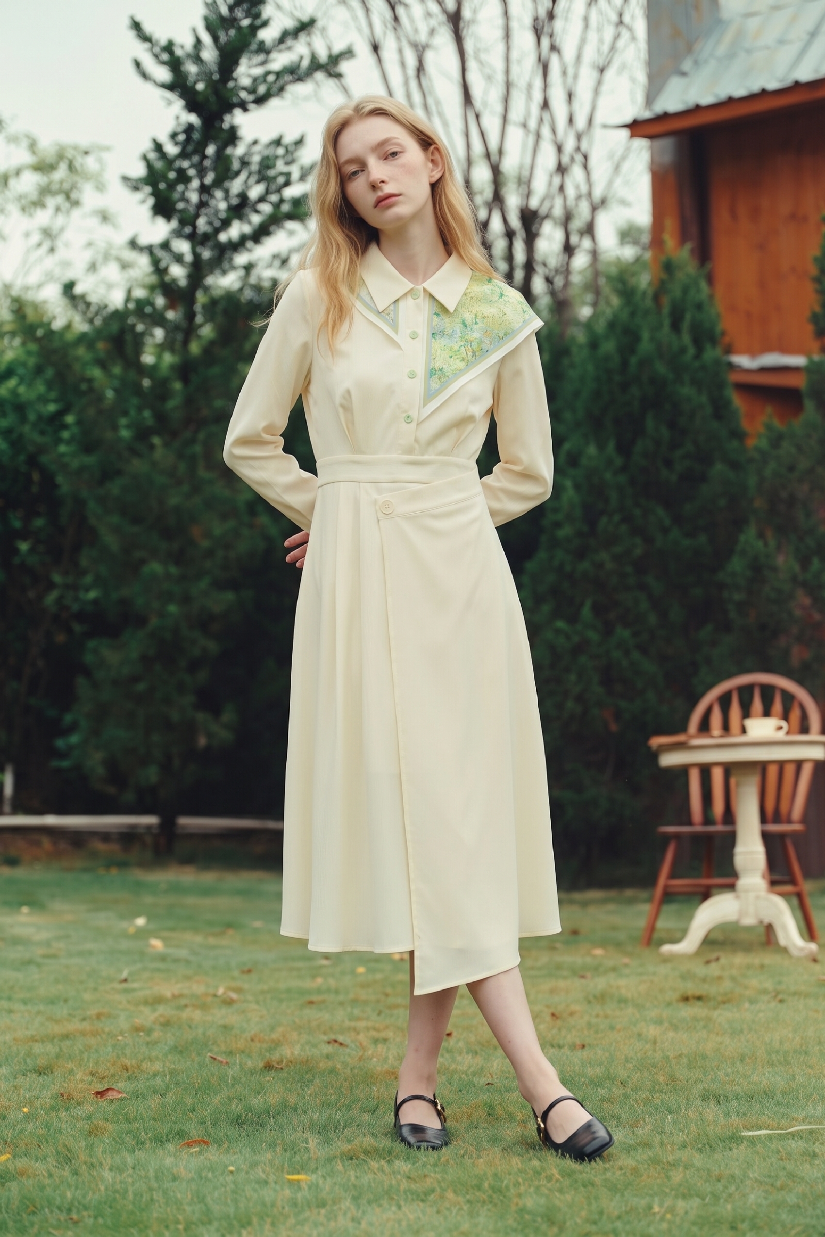 Lapel Collar Dress-LYONSENS