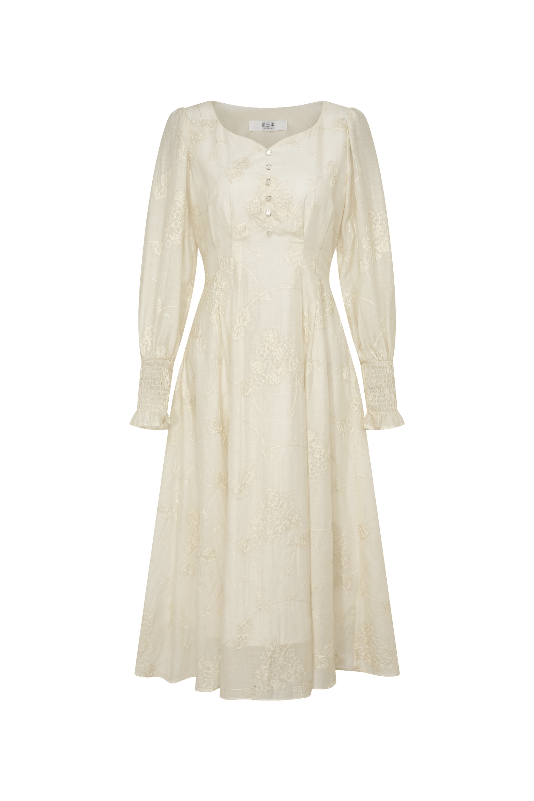 V-Neck Textured Dress-LYONSENS