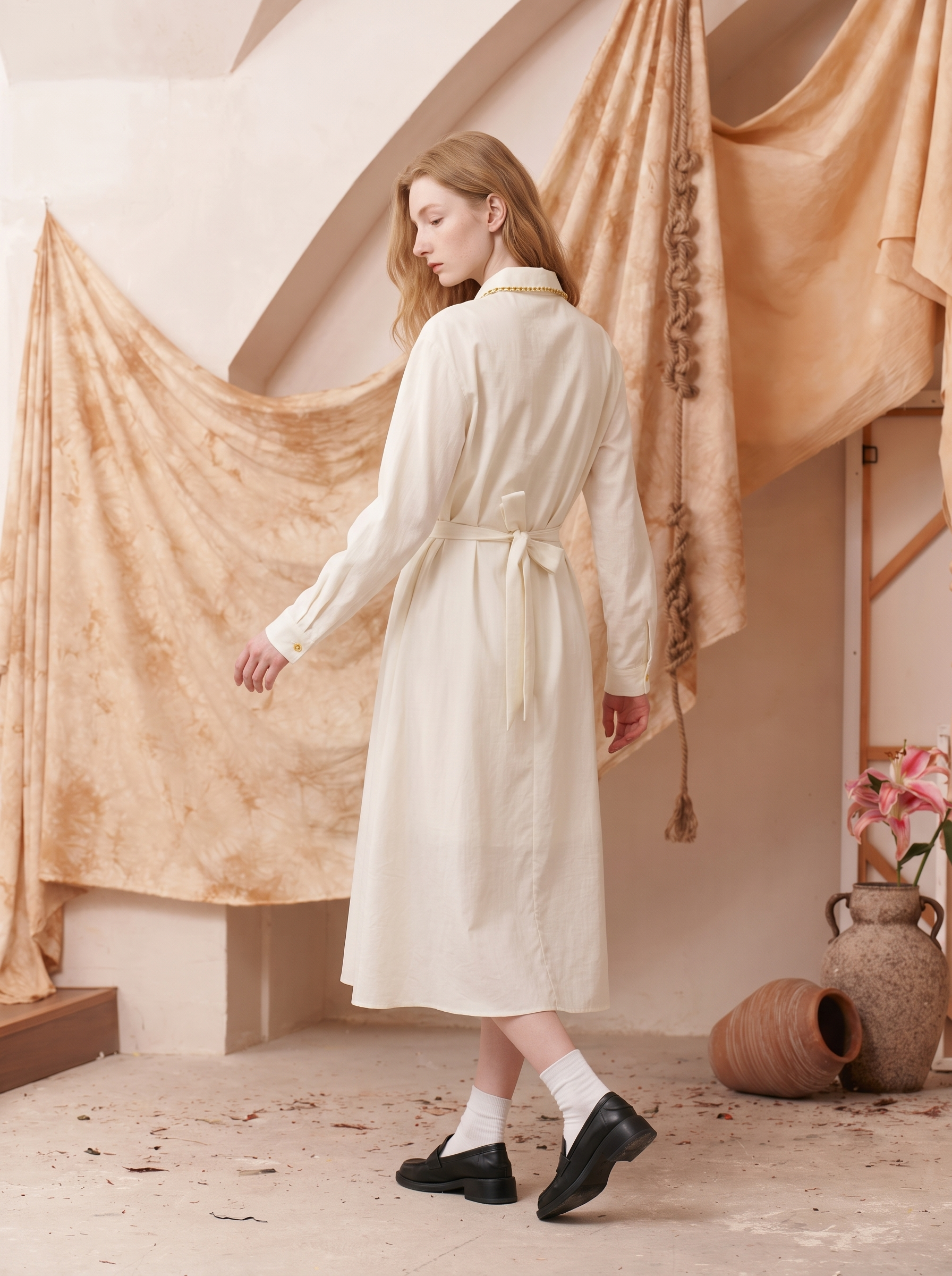 Oversized Collar Bow Dress