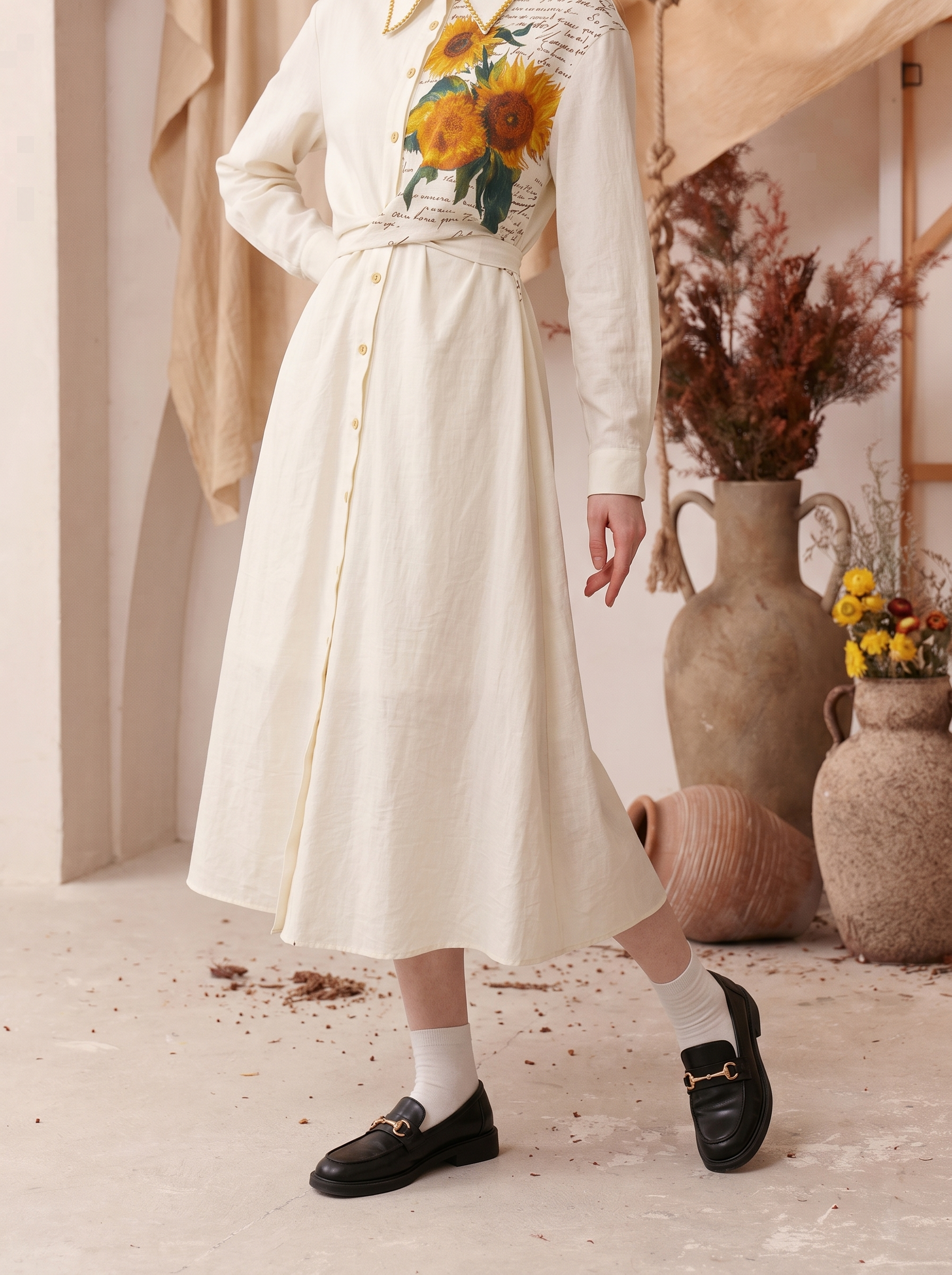 Oversized Collar Bow Dress