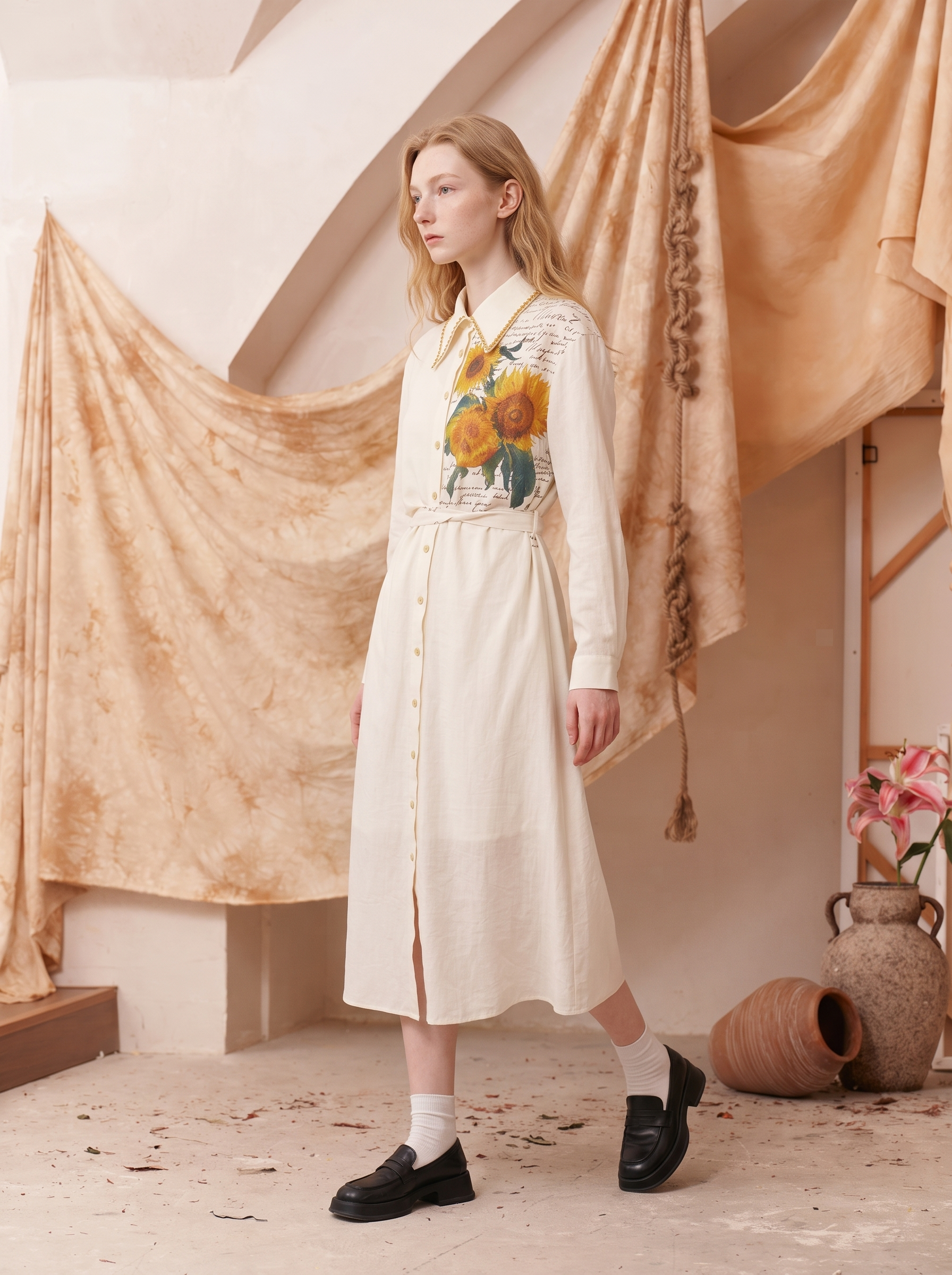 Oversized Collar Bow Dress