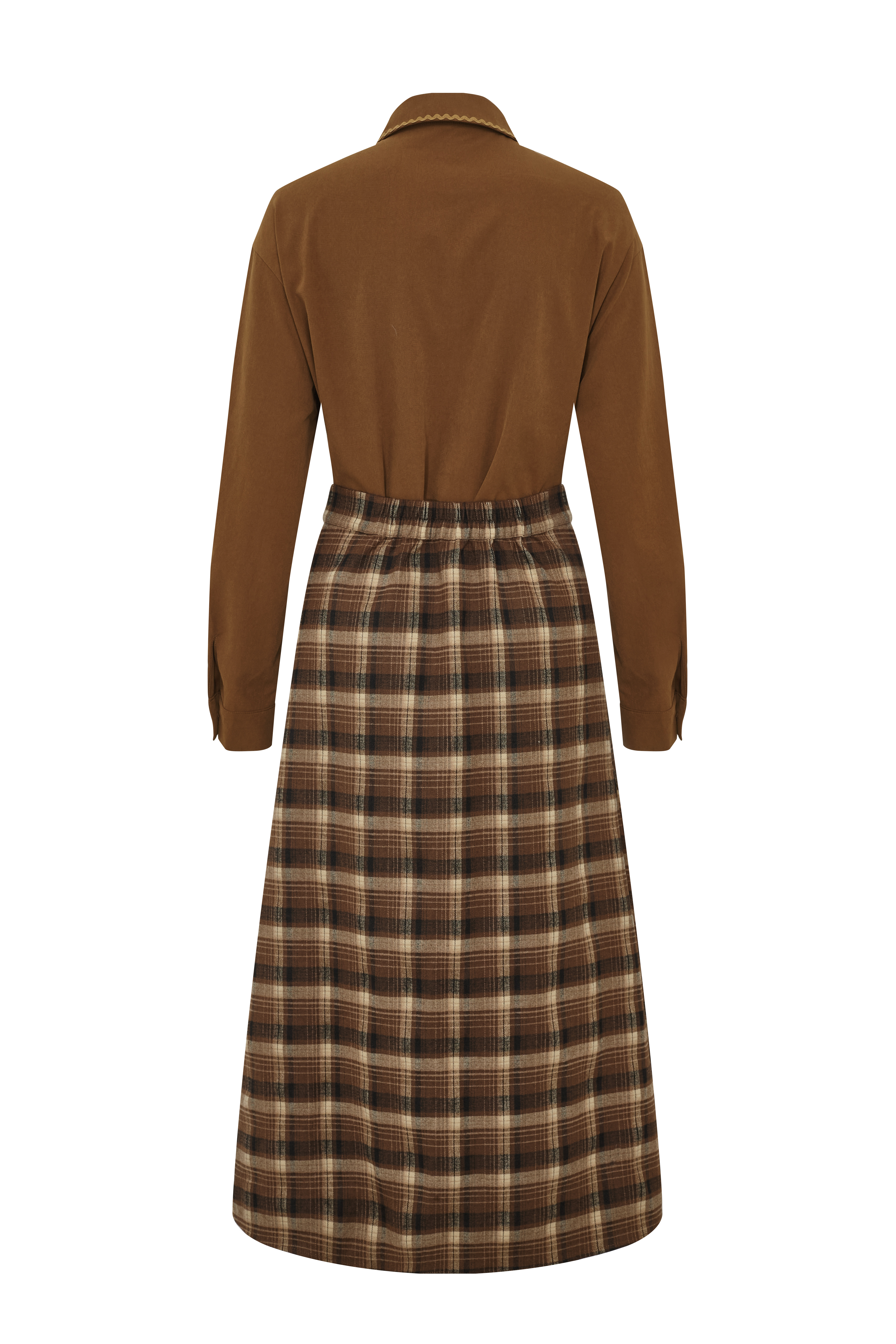 Turn-Down Collar Long Sleeve Shirt Dress