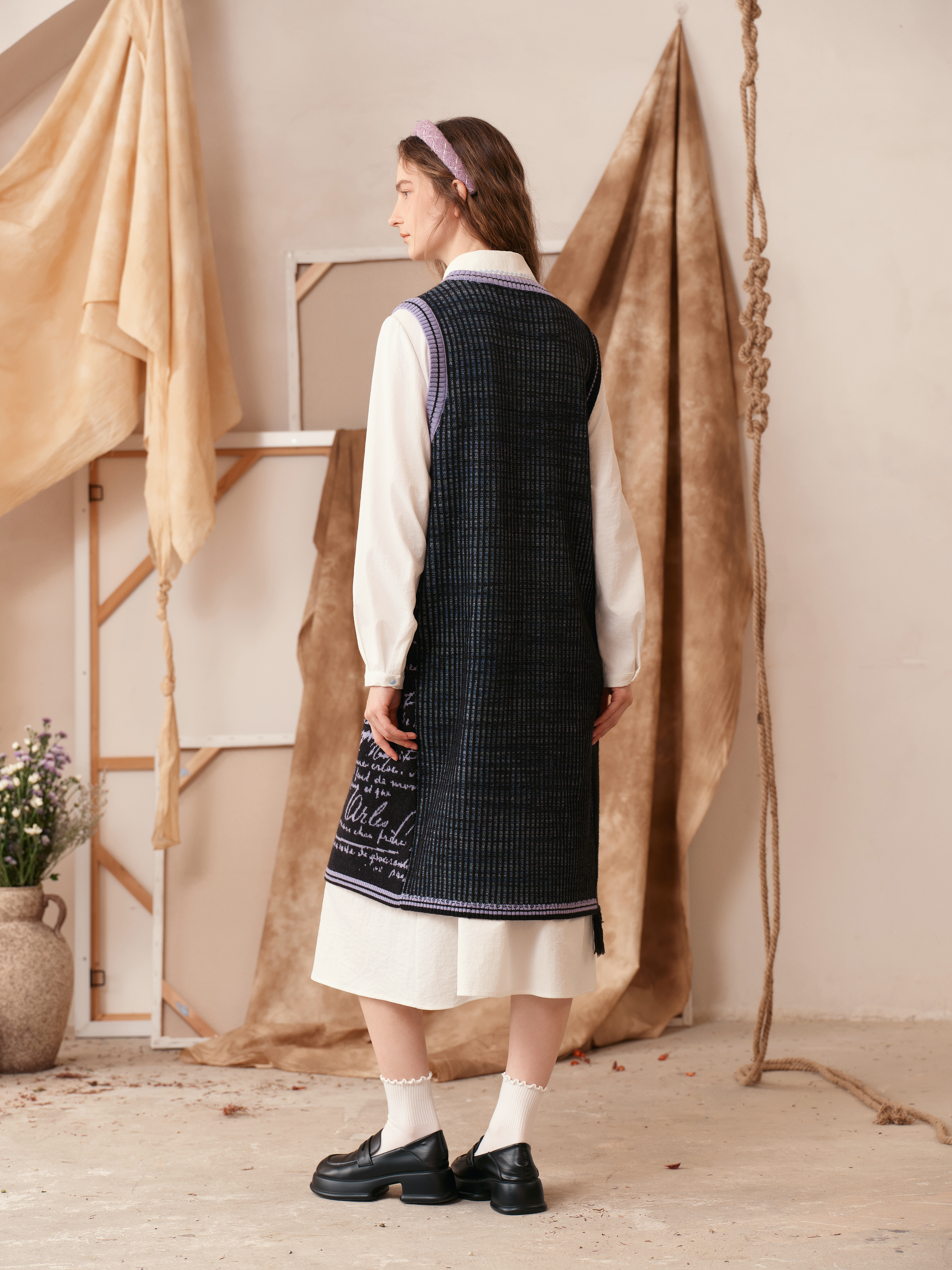 Embroidered Suspender Midi Dress