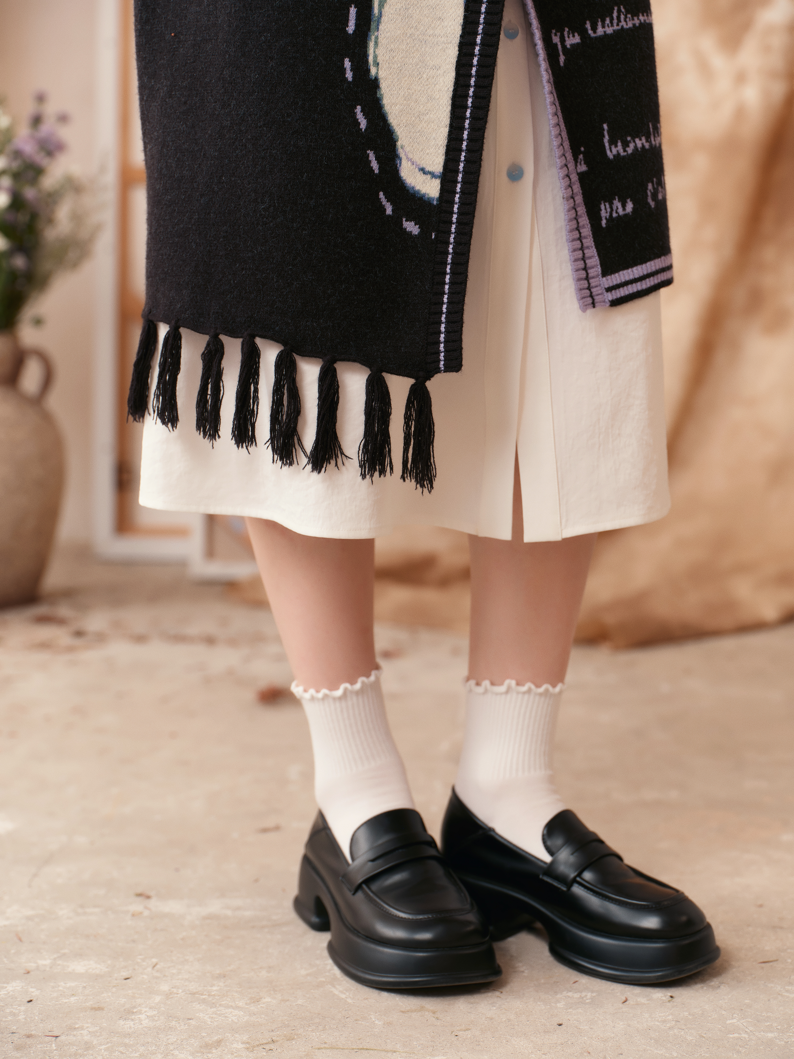Embroidered Suspender Midi Dress