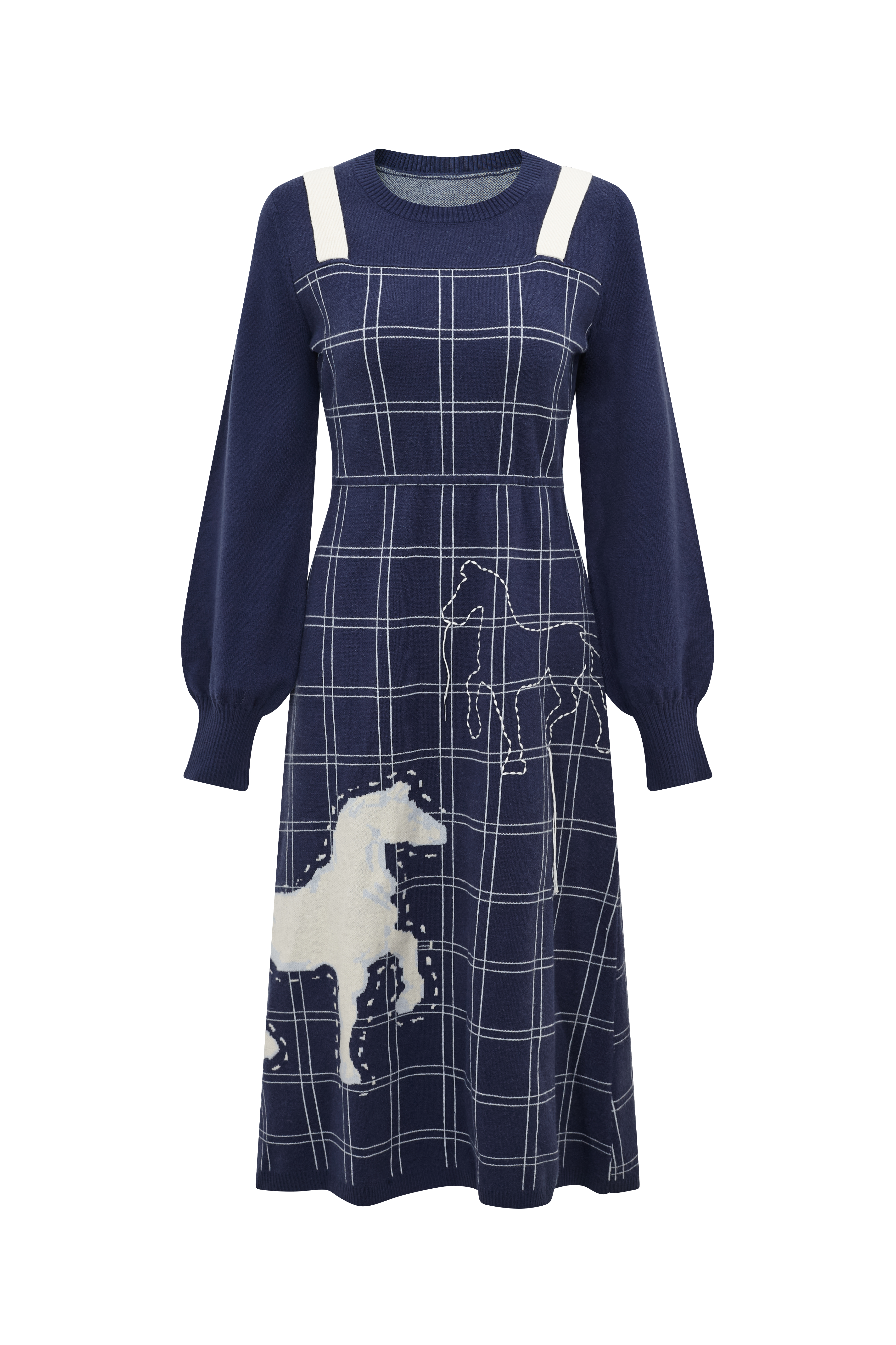 Sailor Collar Printed Long Sleeve Dress