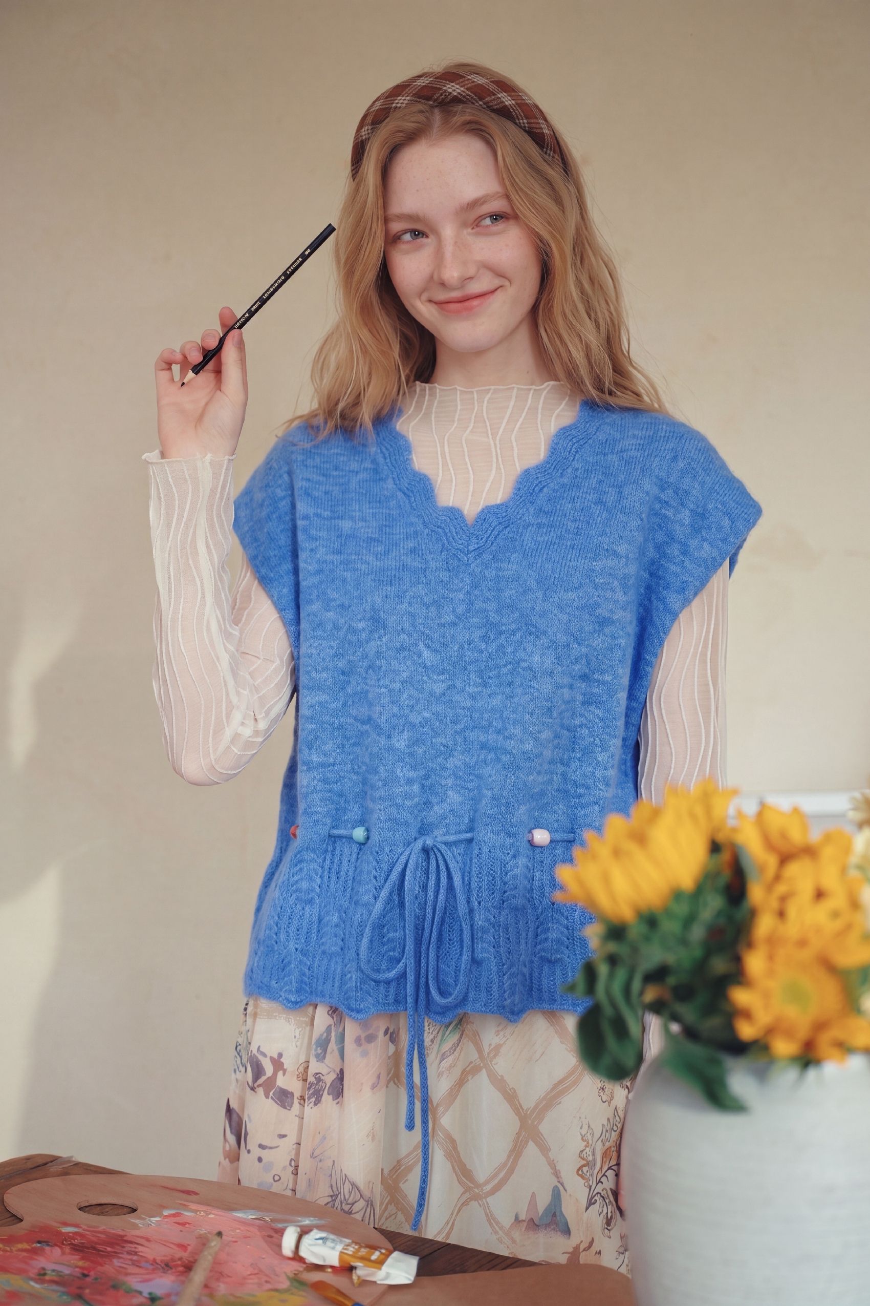 Blue Knit Vest