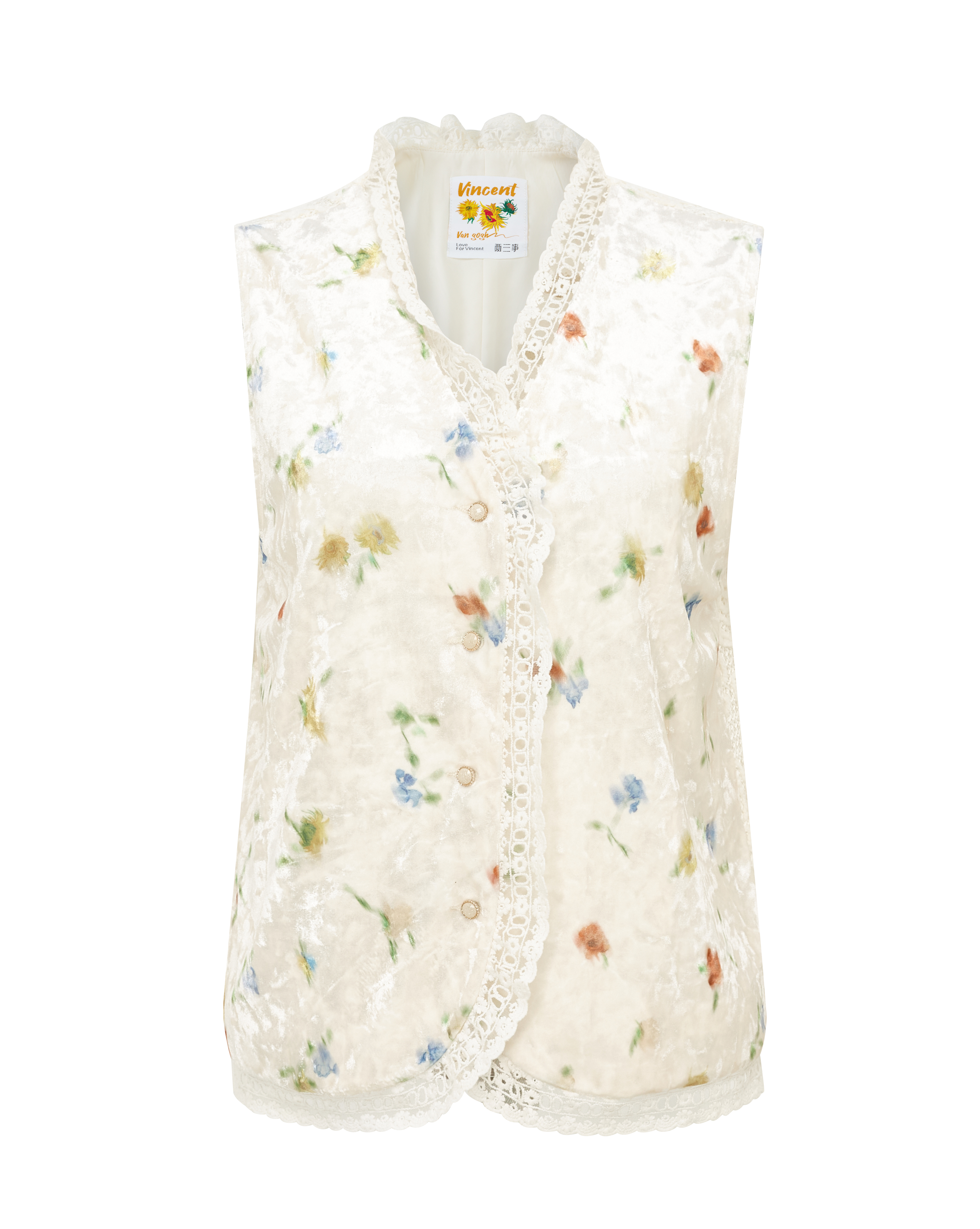 Floral V-Neck Cropped Sleeveless Vest