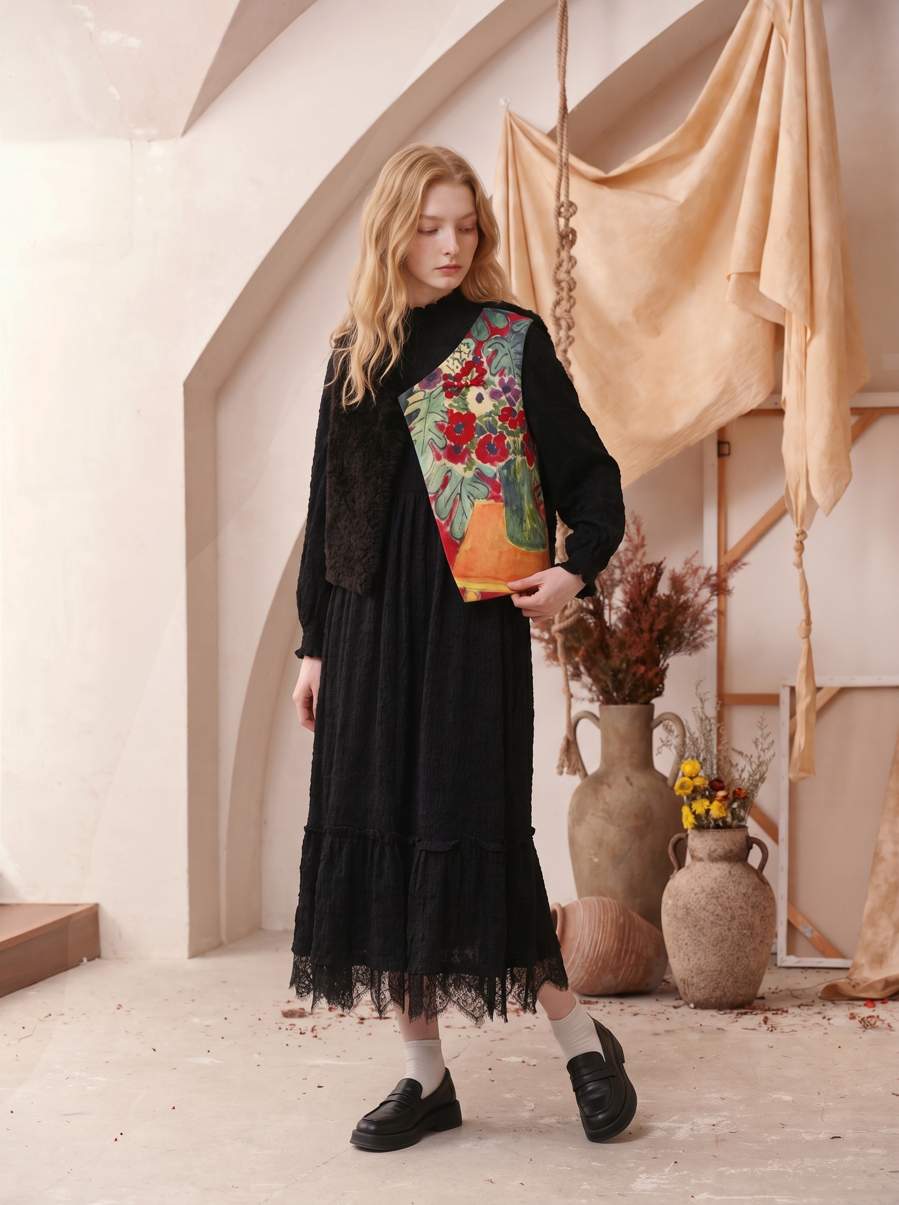 Color-Block Floral Patchwork Sleeveless Vest