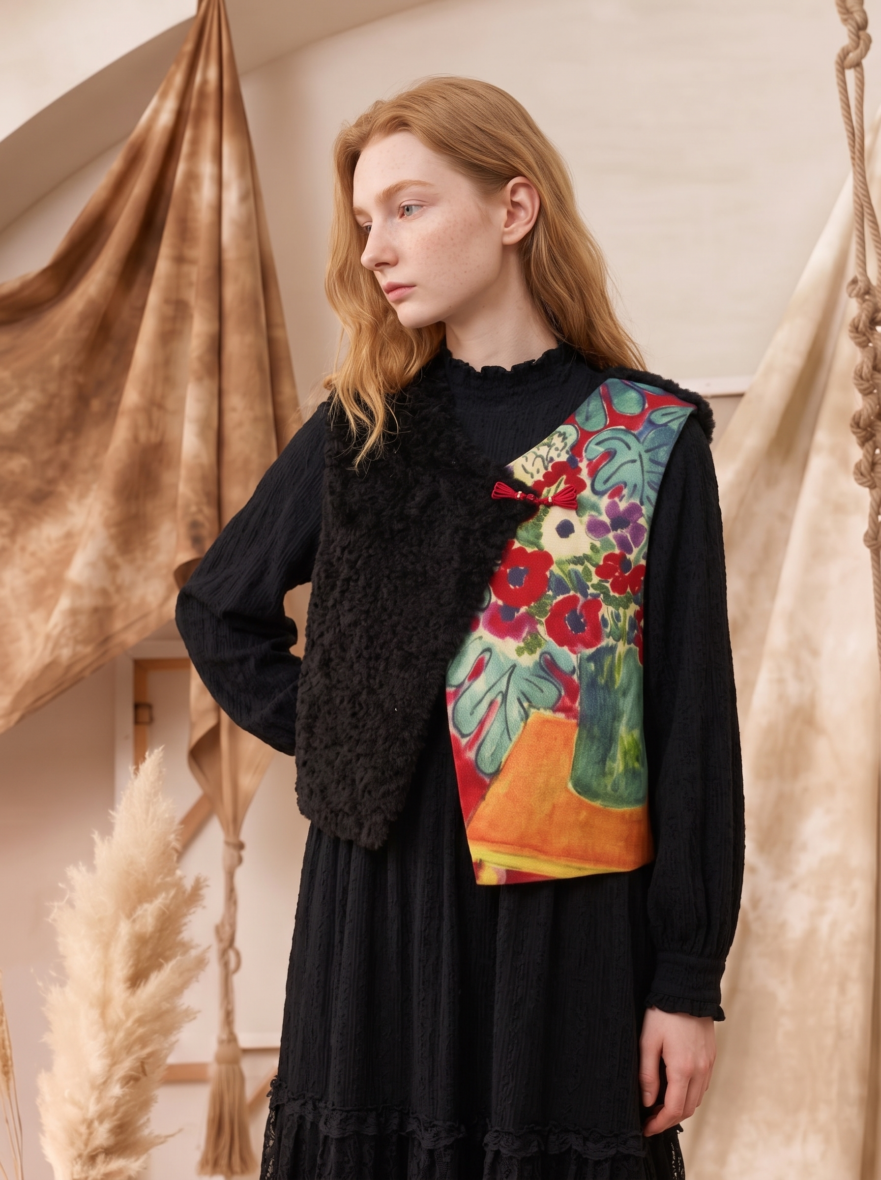 Color-Block Floral Patchwork Sleeveless Vest