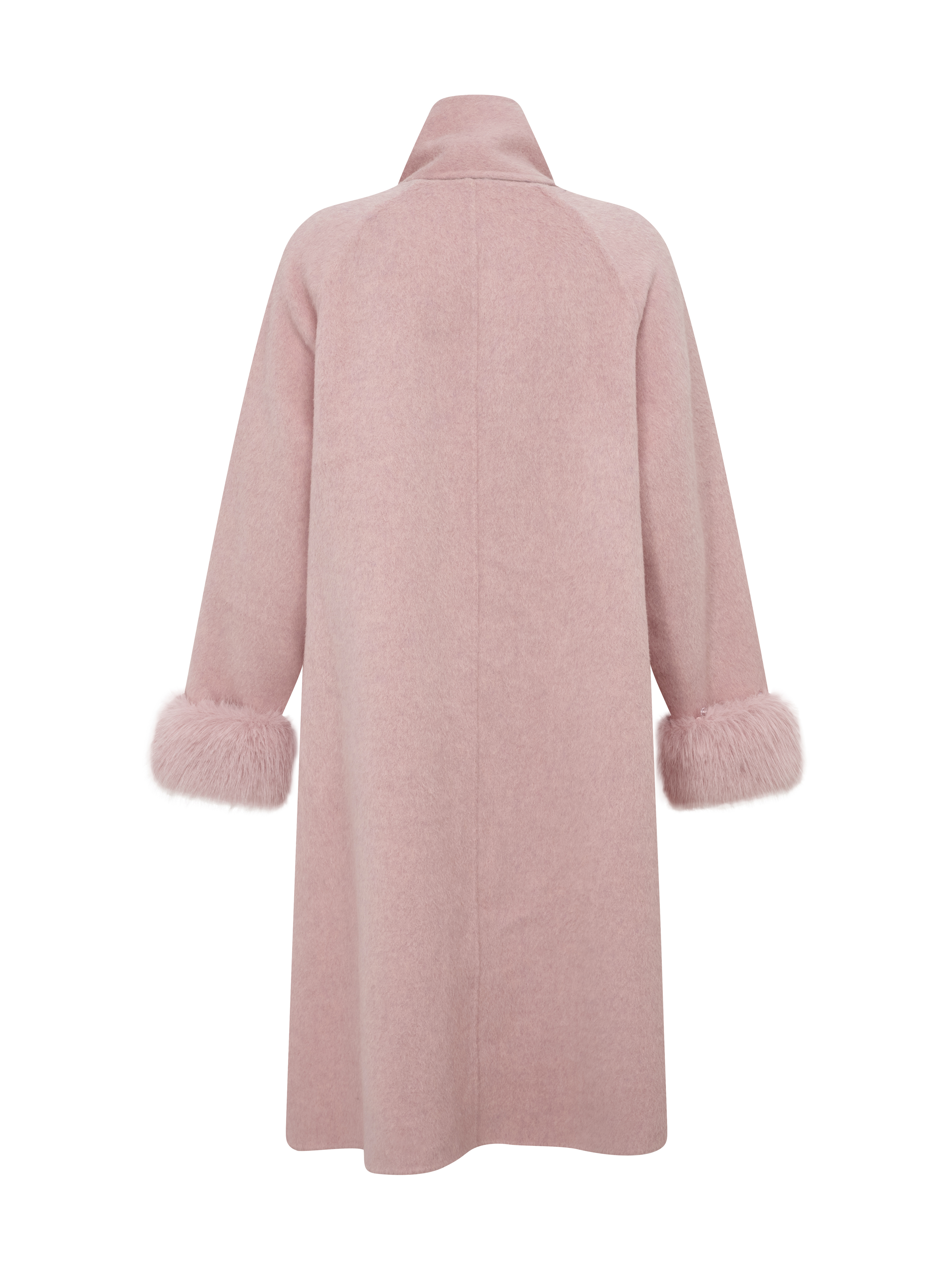 Dusty Pink Turn-Down Collar Pocket Wool-Blend Coat