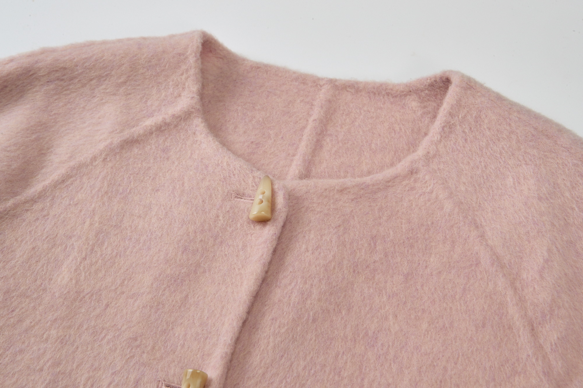 Dusty Pink Turn-Down Collar Pocket Wool-Blend Coat