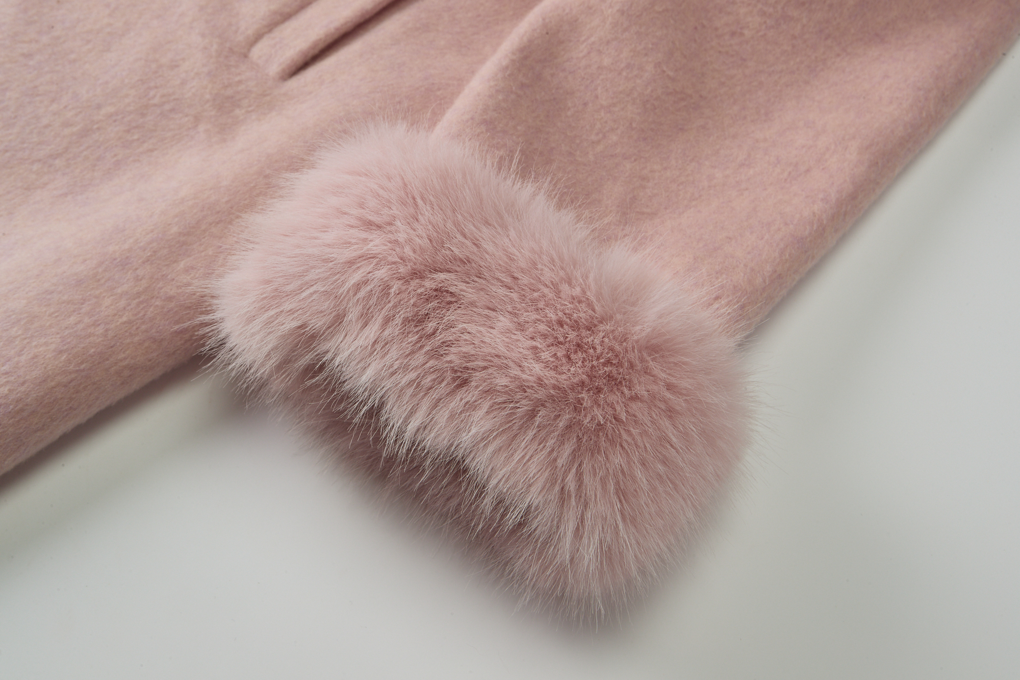 Dusty Pink Turn-Down Collar Pocket Wool-Blend Coat