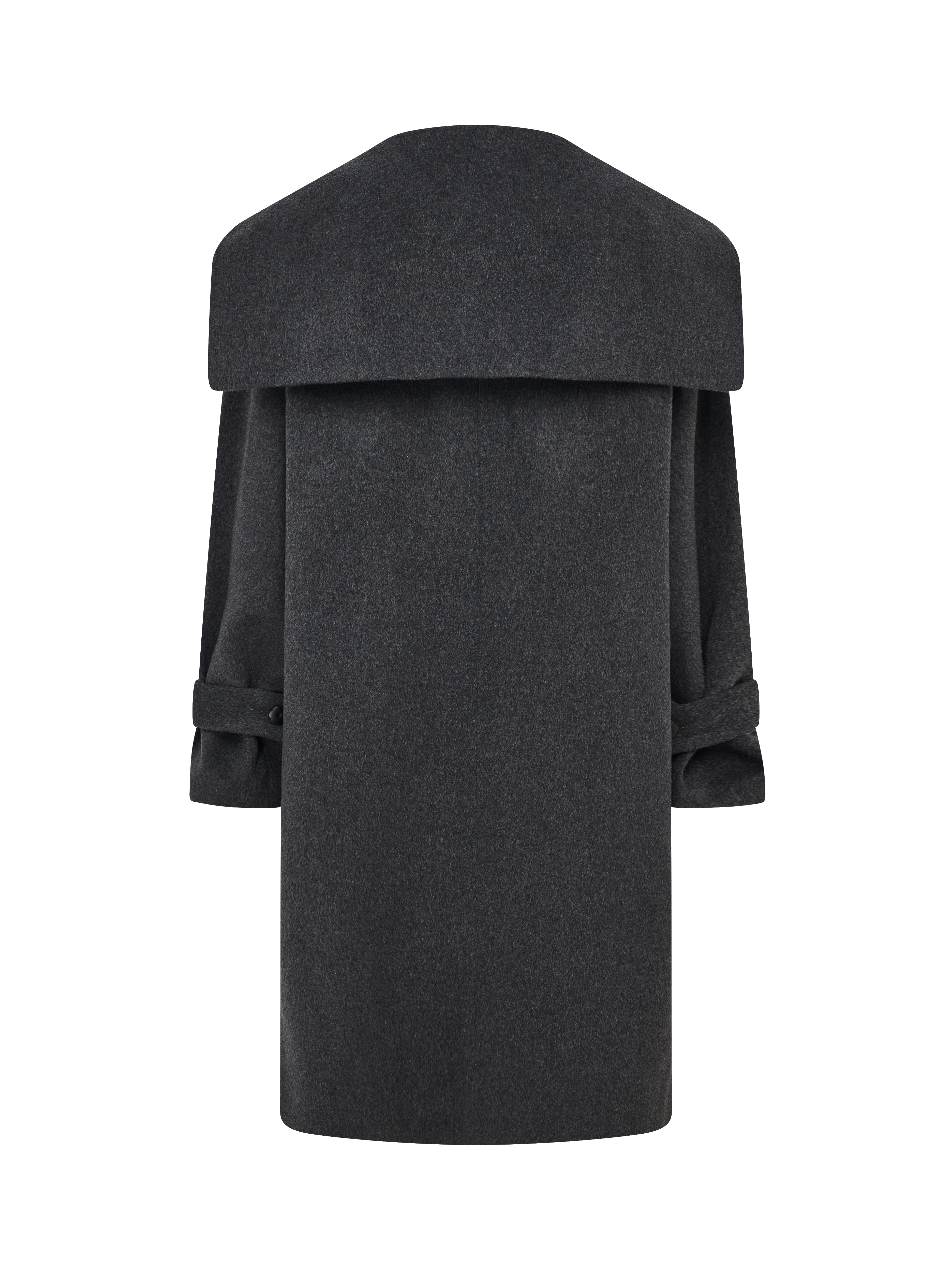 Black Oversized Collar Pocket Cropped Wool-Blend Coat
