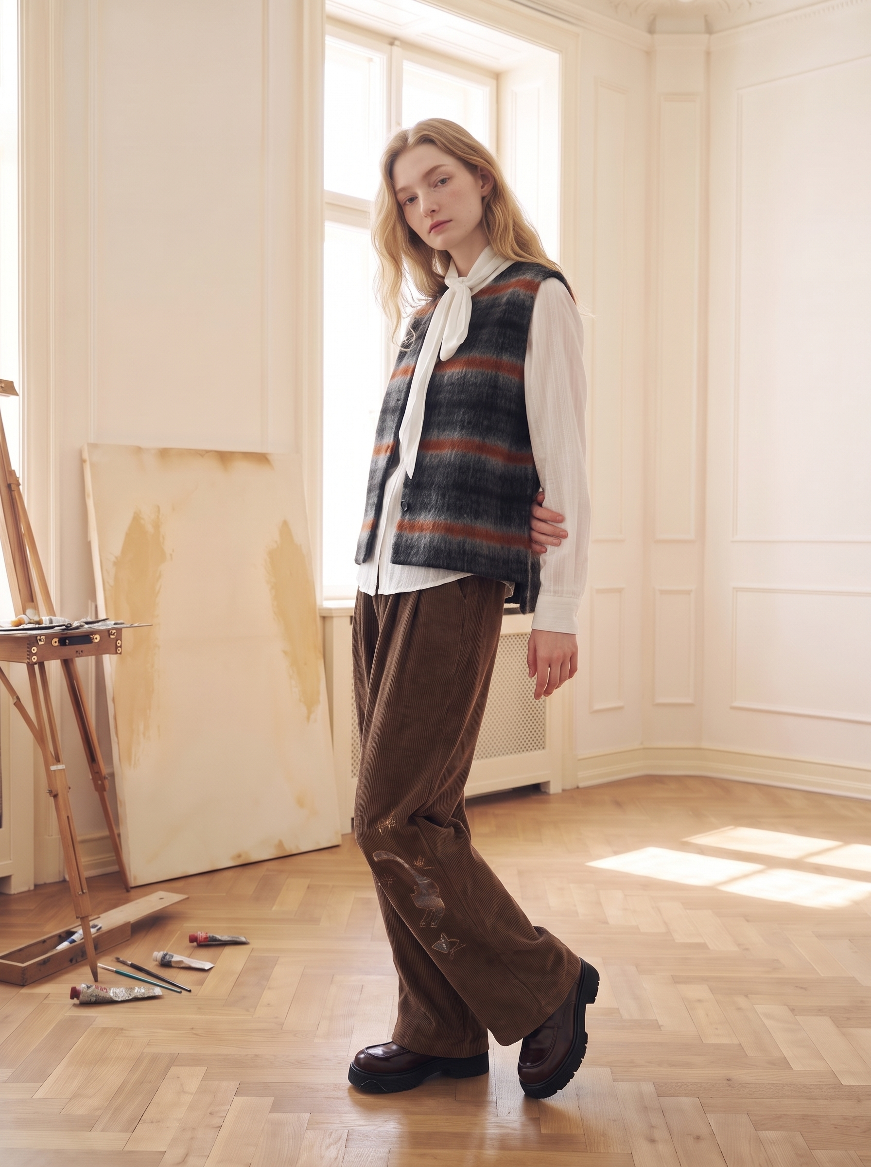 Artistic Plaid Wool Coat