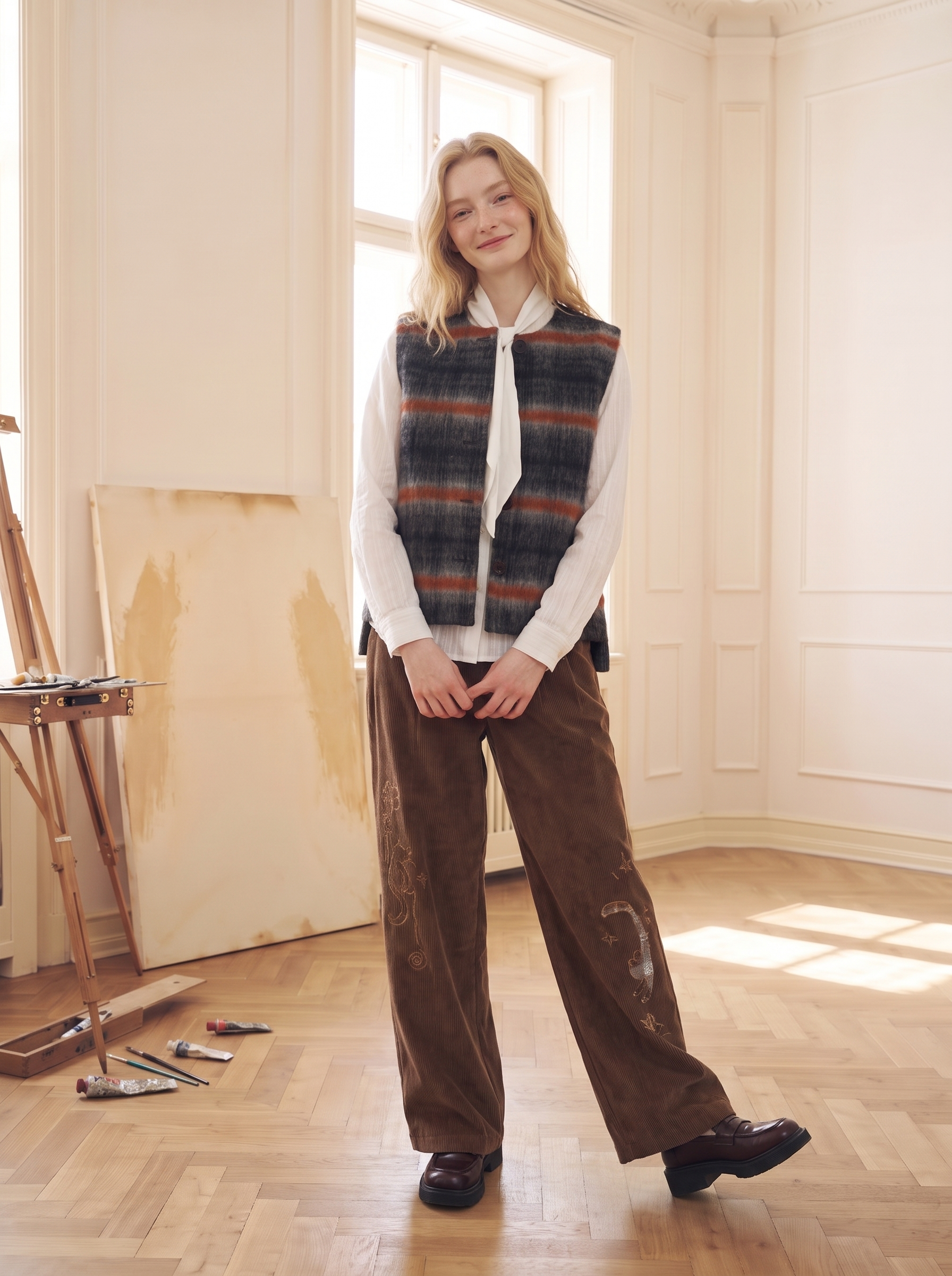 Artistic Plaid Wool Coat