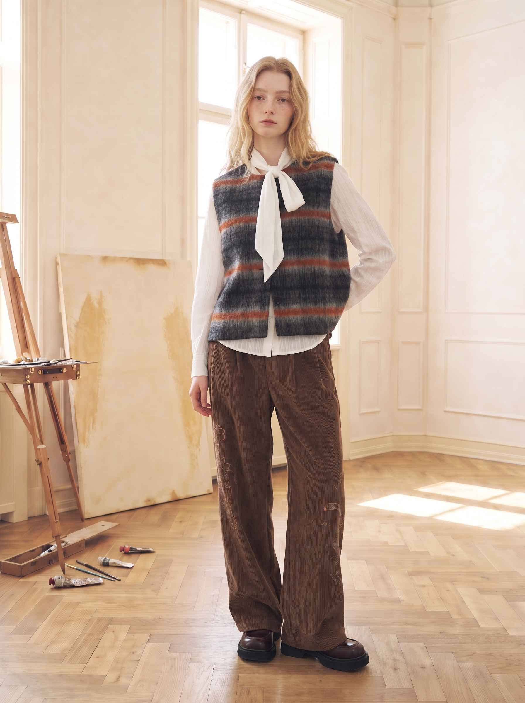 Artistic Plaid Wool Coat