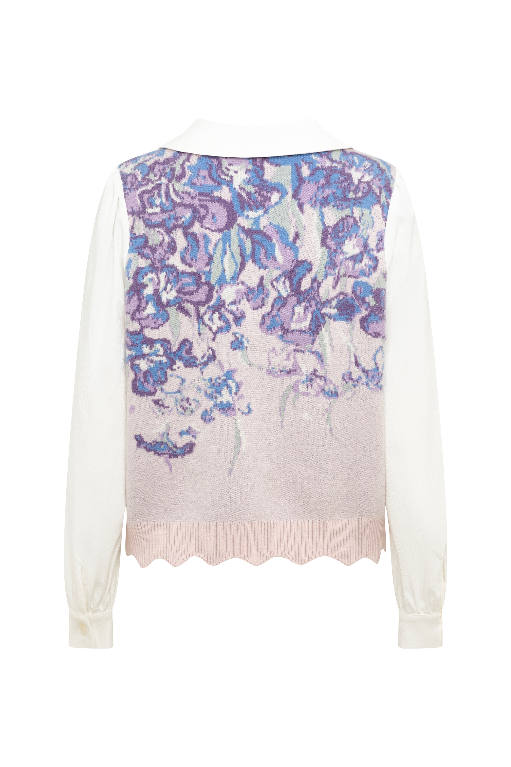 Lapel Spliced Knit Sweater-LYONSENS