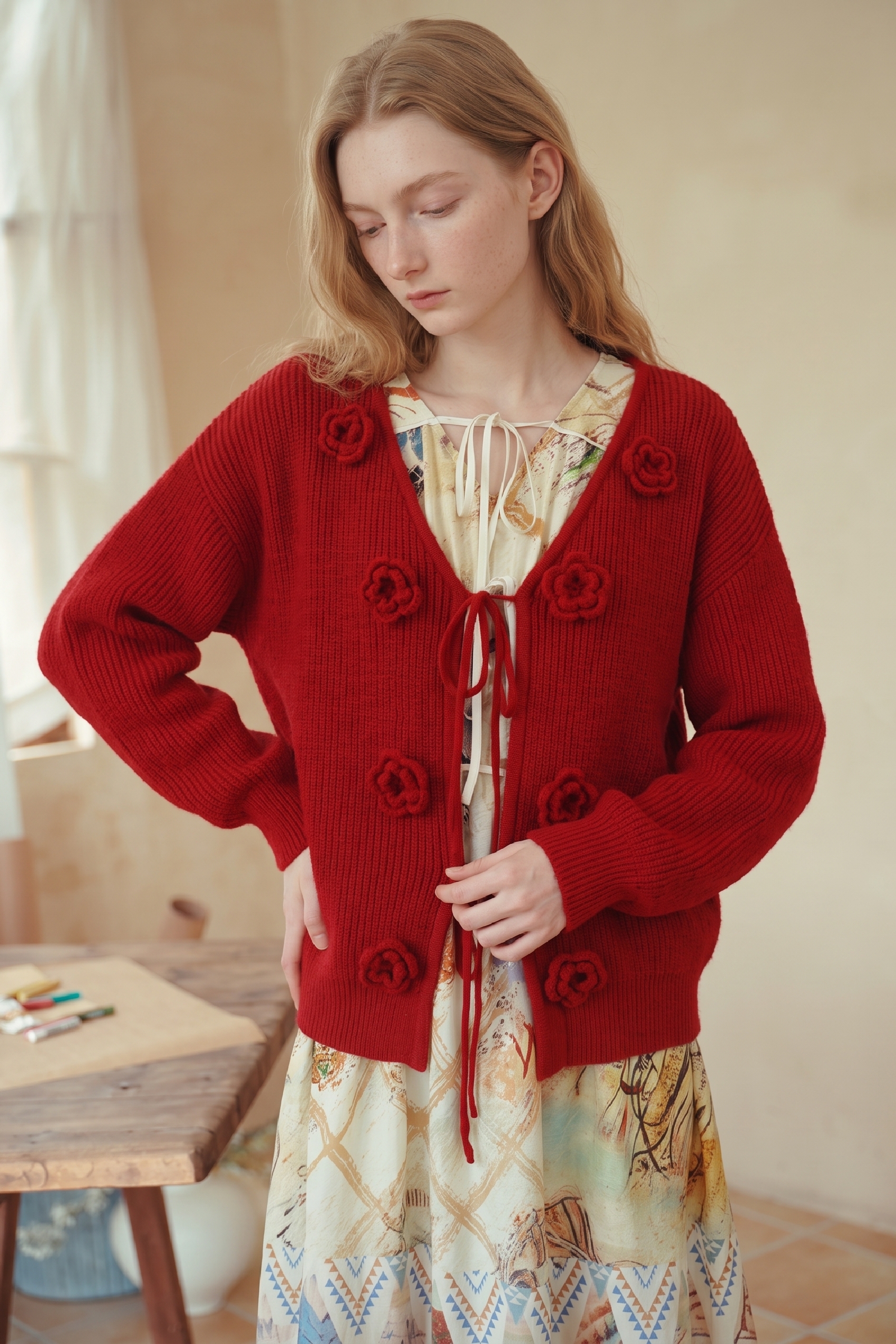 Burgundy Textured Knit Top