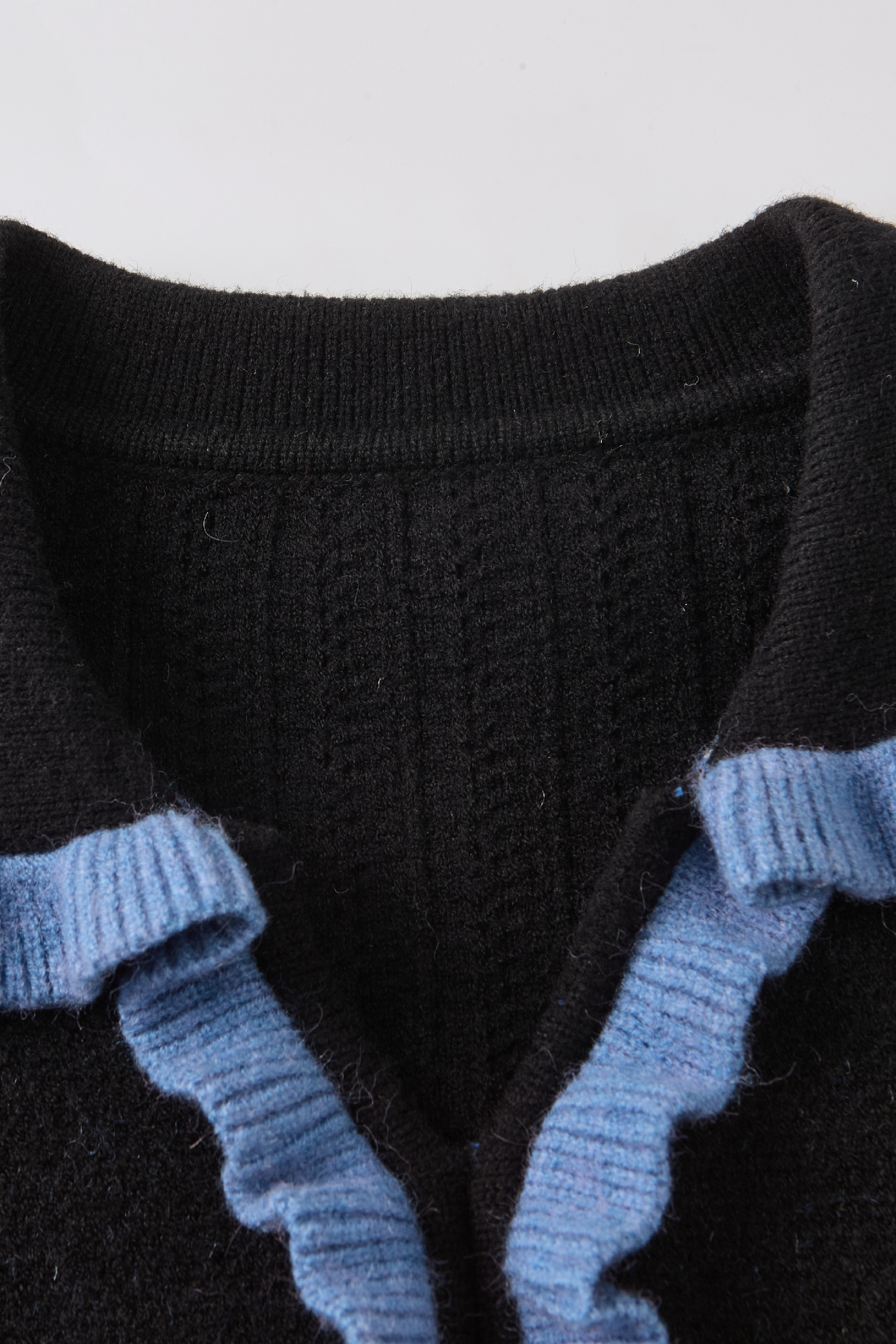 Embroidered Spliced Fake Two‑piece Long‑sleeve Top
