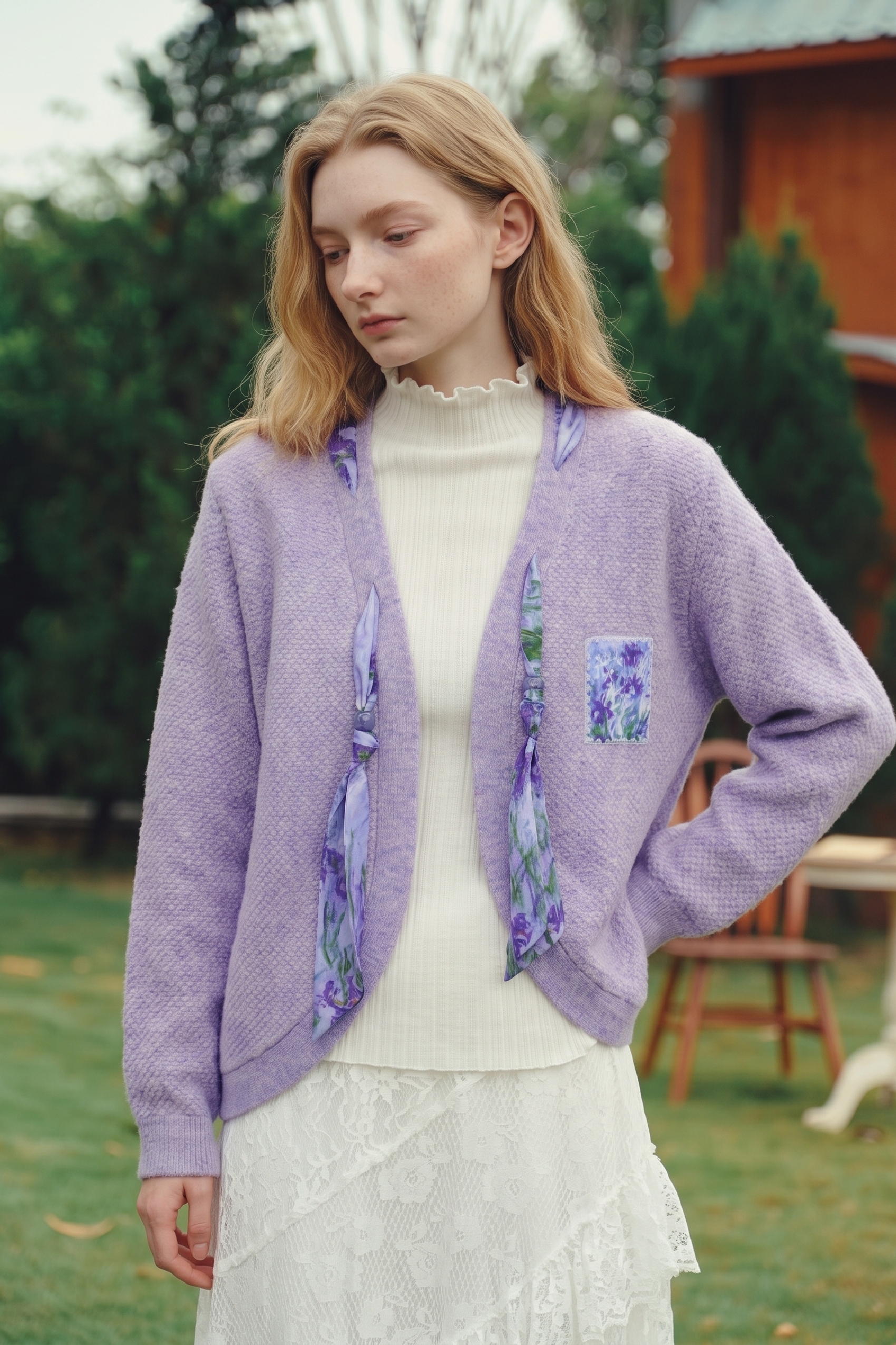 Printed Knit Cardigan-LYONSENS