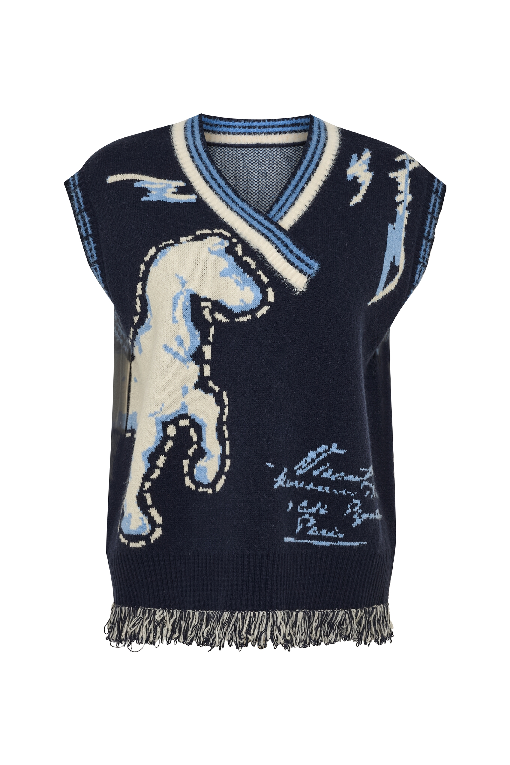 Art‑pattern Sleeveless Sweater-LYONSENS
