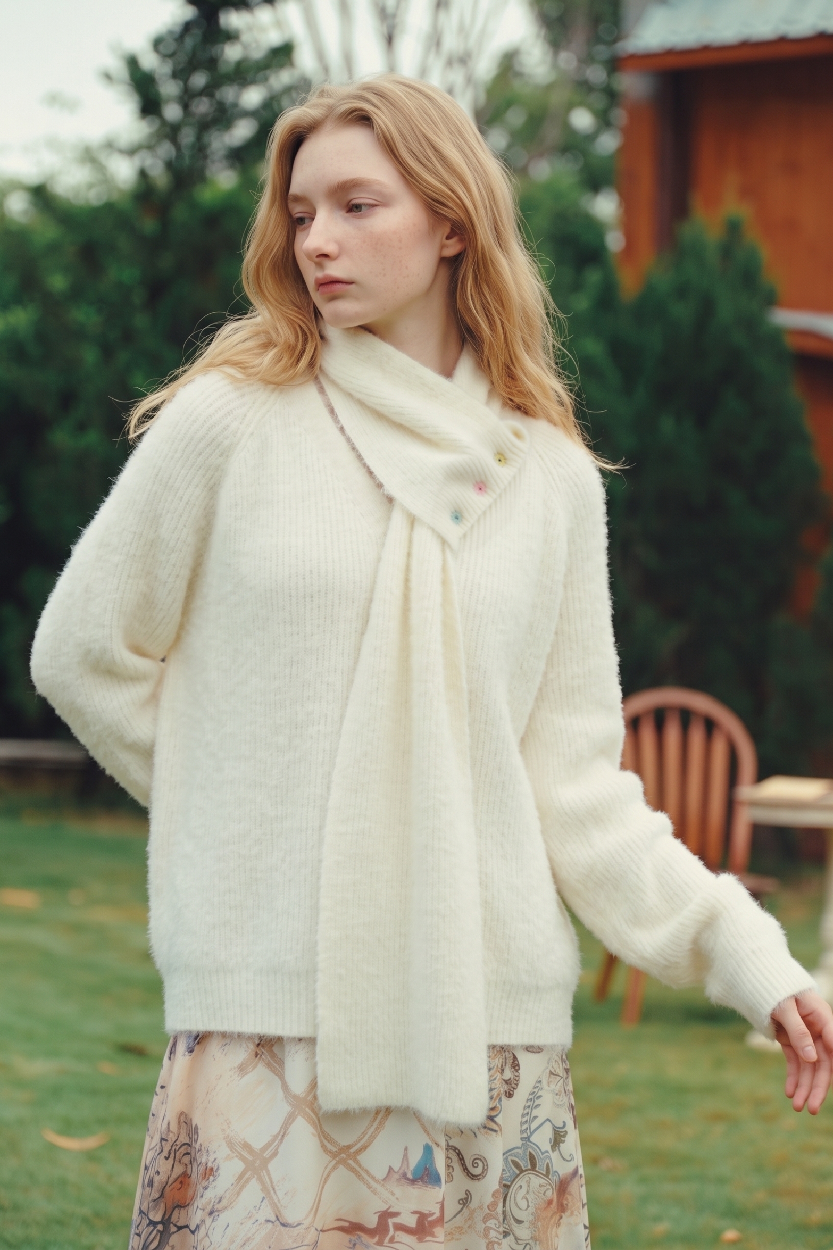 Asymmetric Button Knit Top
