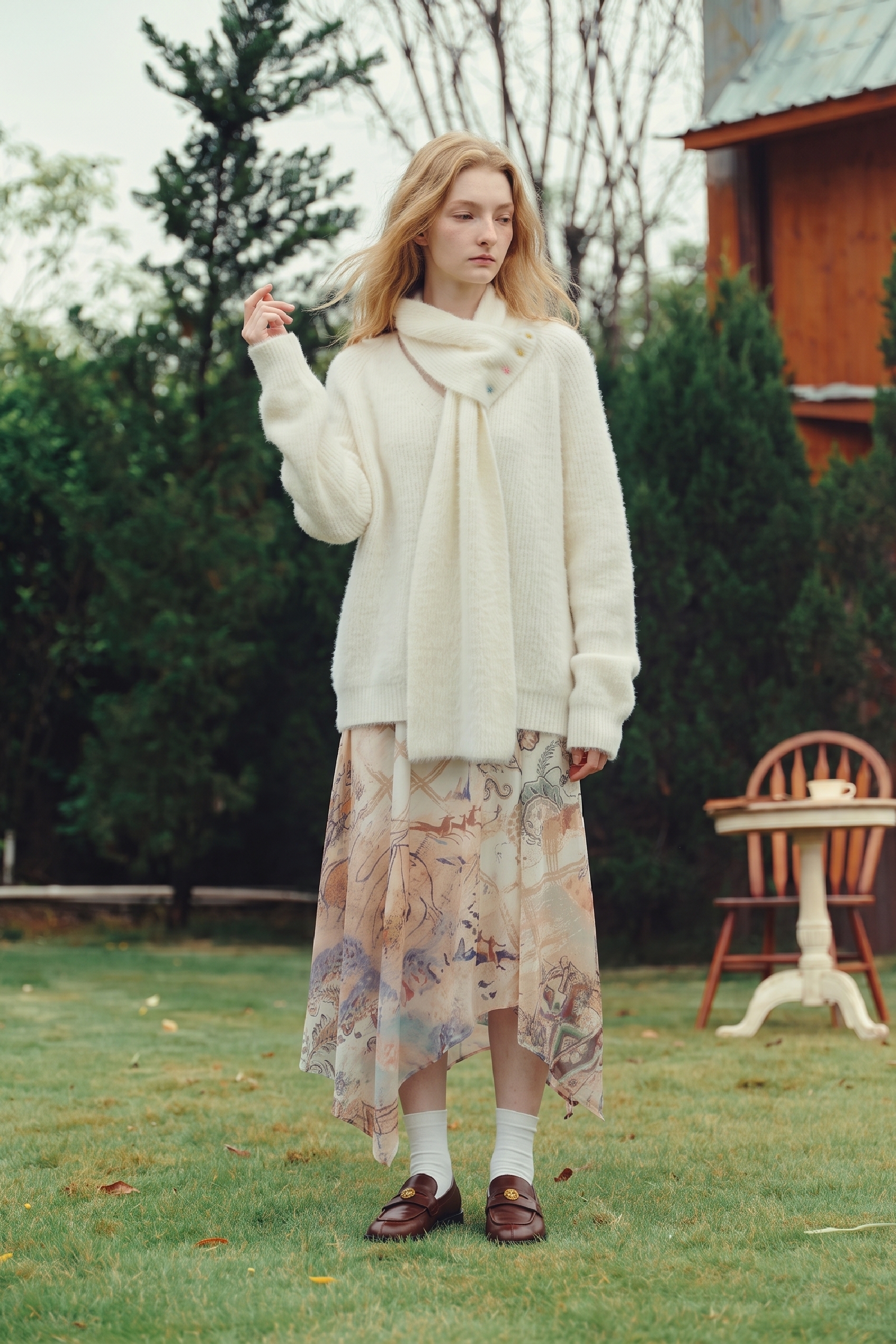 Asymmetric Button Knit Top