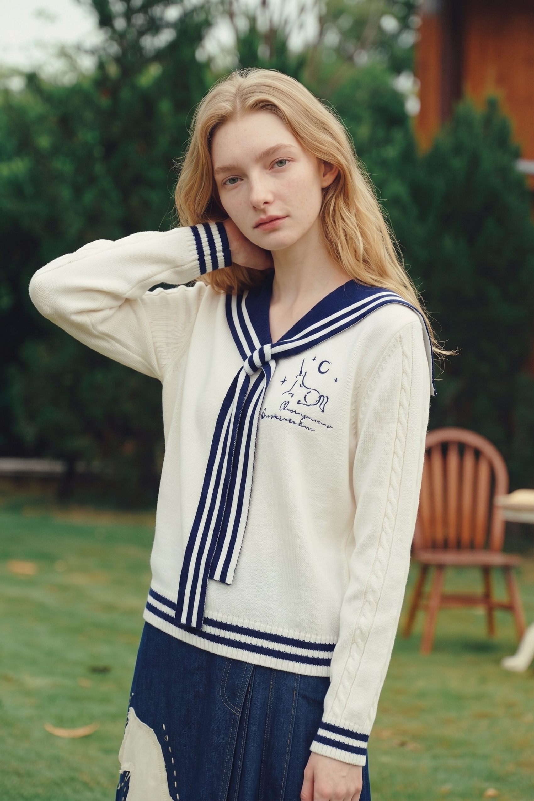 Embroidered Knit Top-LYONSENS