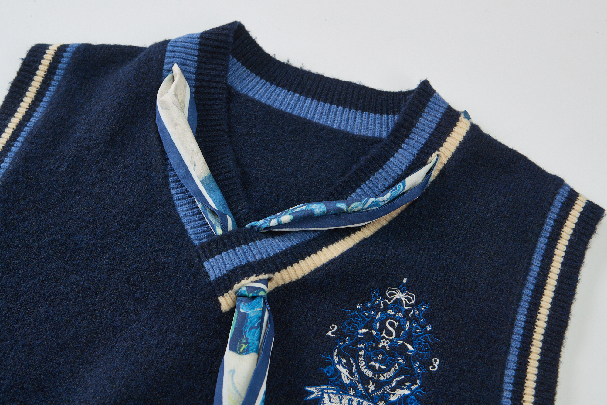 Navy Sailor Collar Sleeveless Knit Vest Sweater