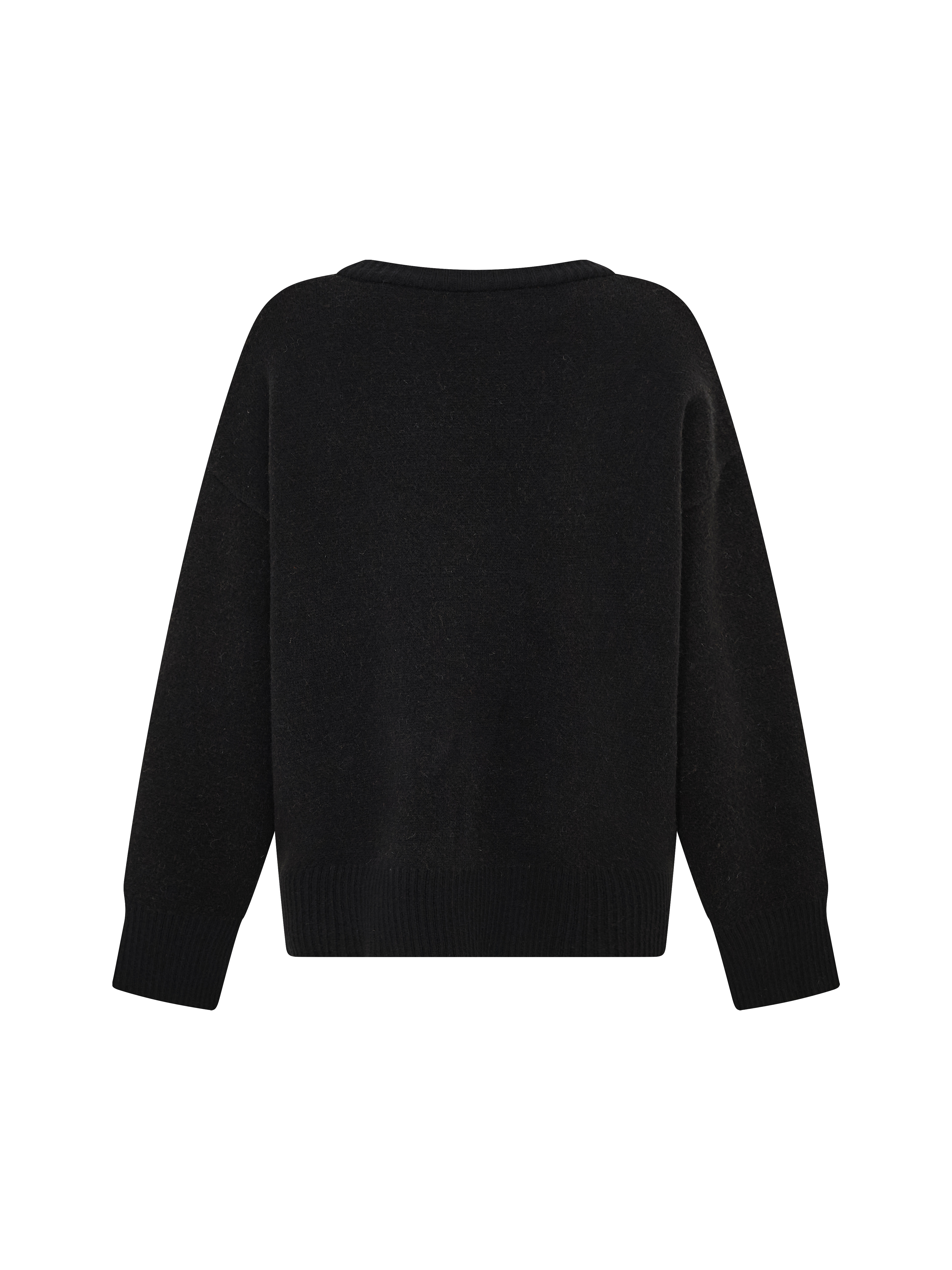 Black Boat Neck Floral Embroidered Pullover Sweater
