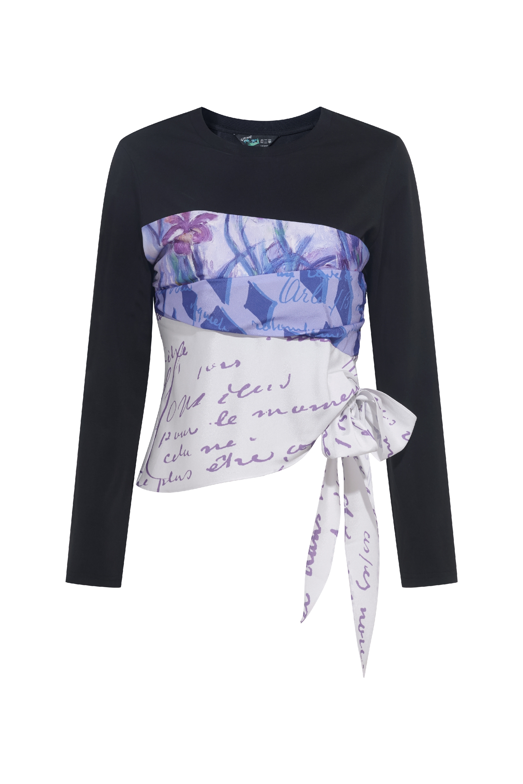Fake Two Piece Spliced Long Sleeve Top