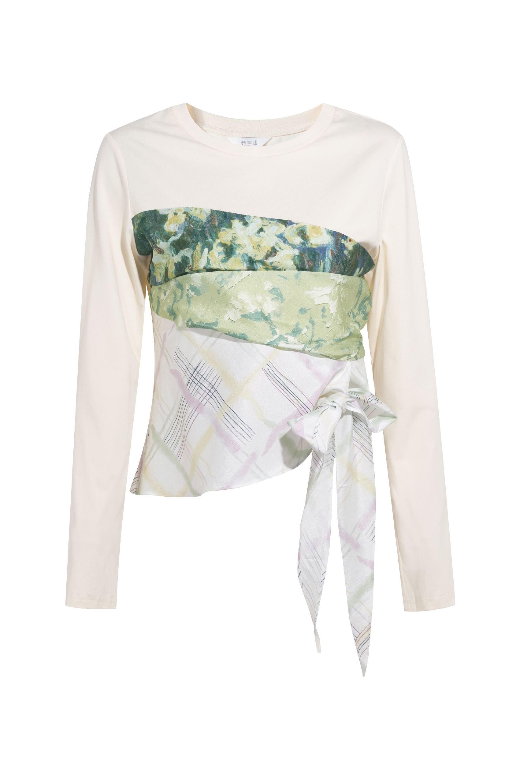 Fake Two Piece Spliced Long Sleeve Top