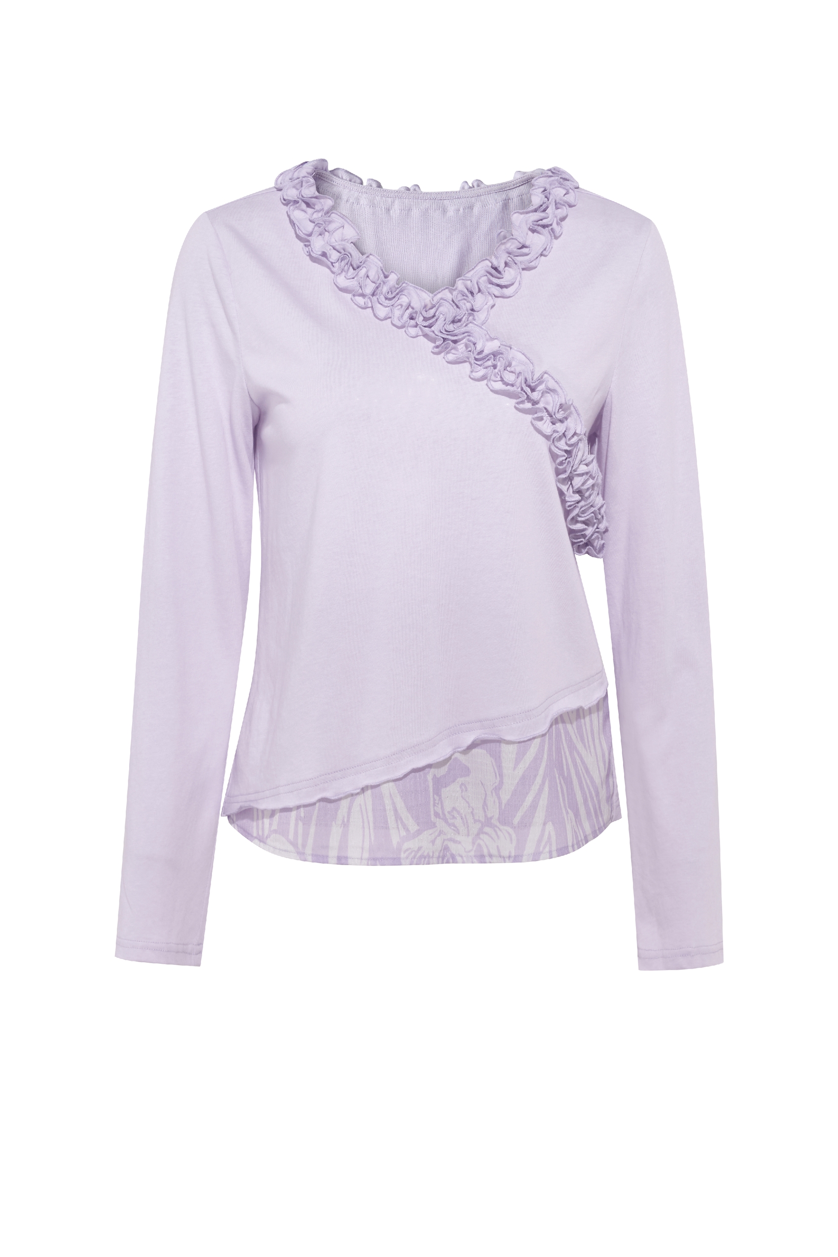 Lace Spliced Long Sleeve Top