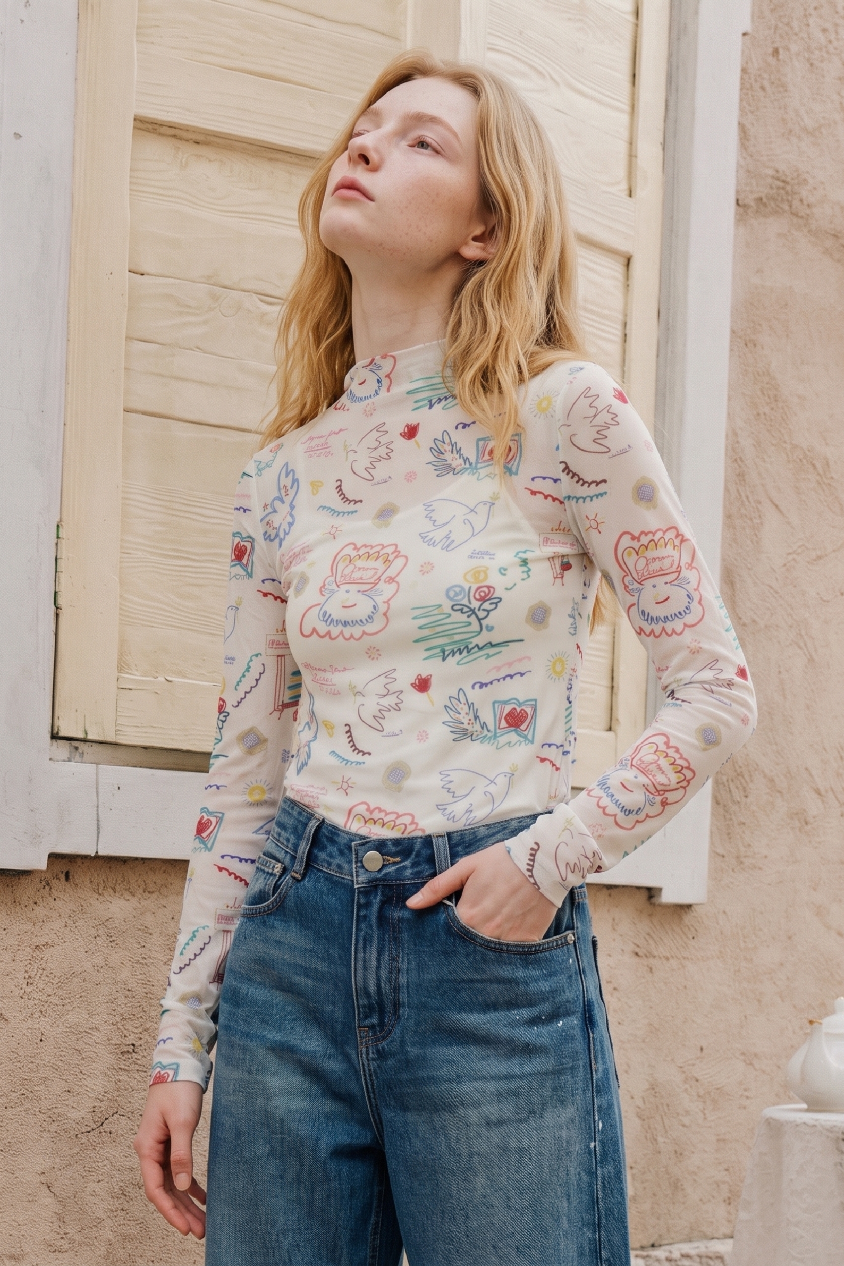 All Over Floral Print Short Sleeve Top