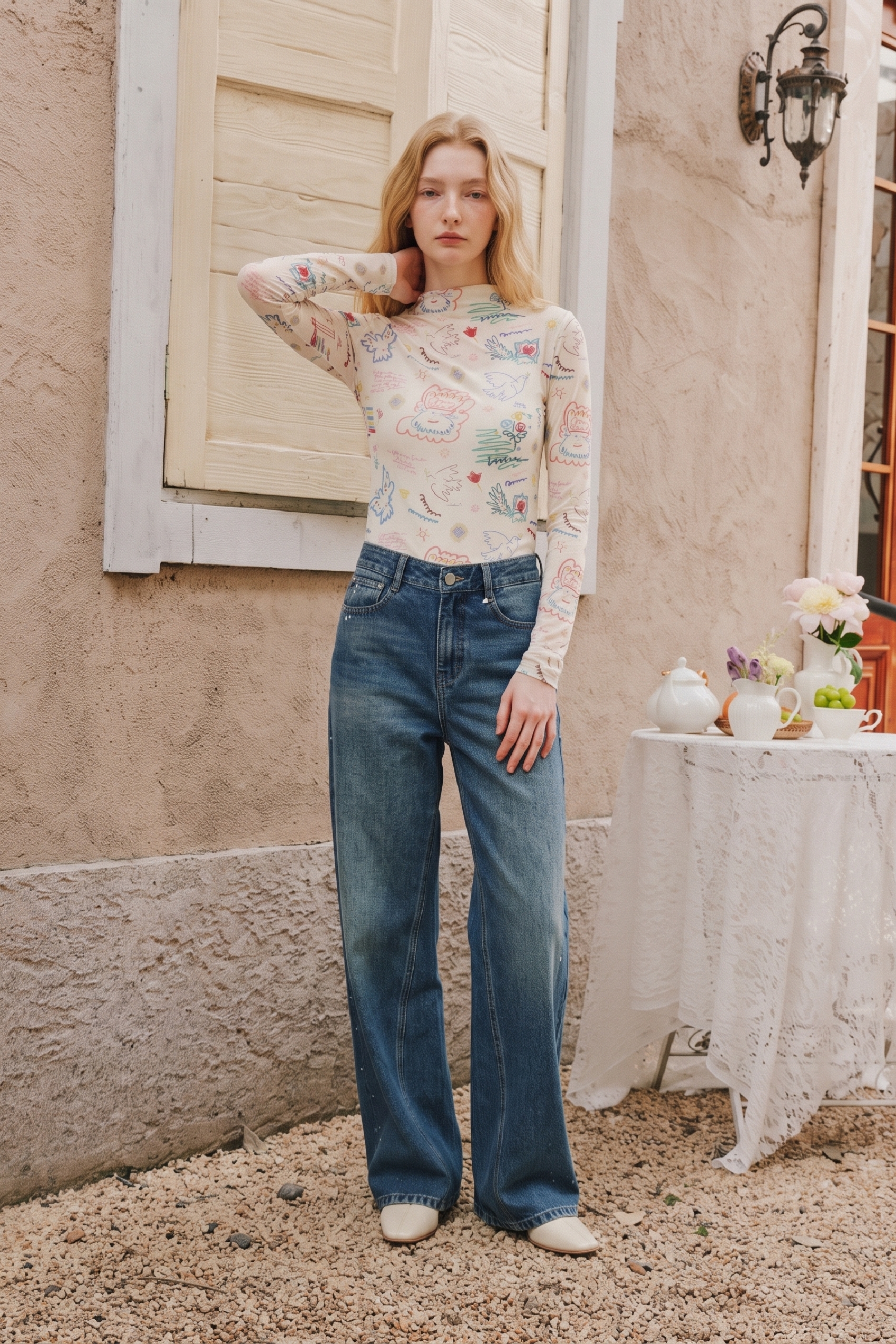 All Over Floral Print Short Sleeve Top