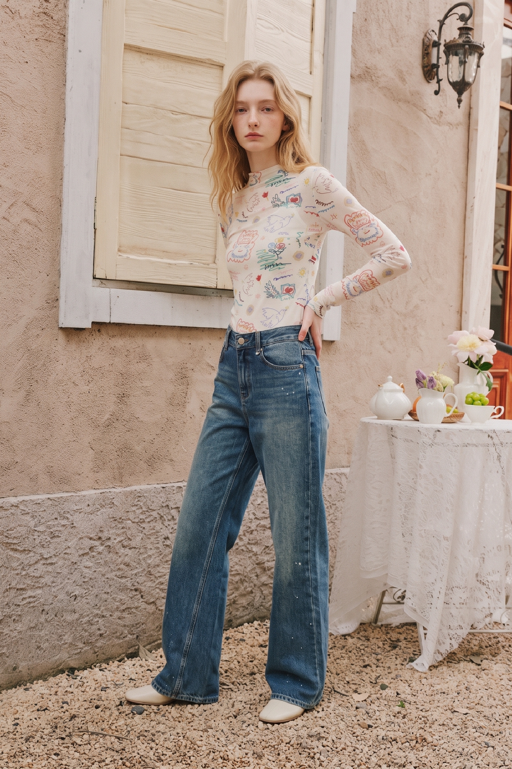All Over Floral Print Short Sleeve Top