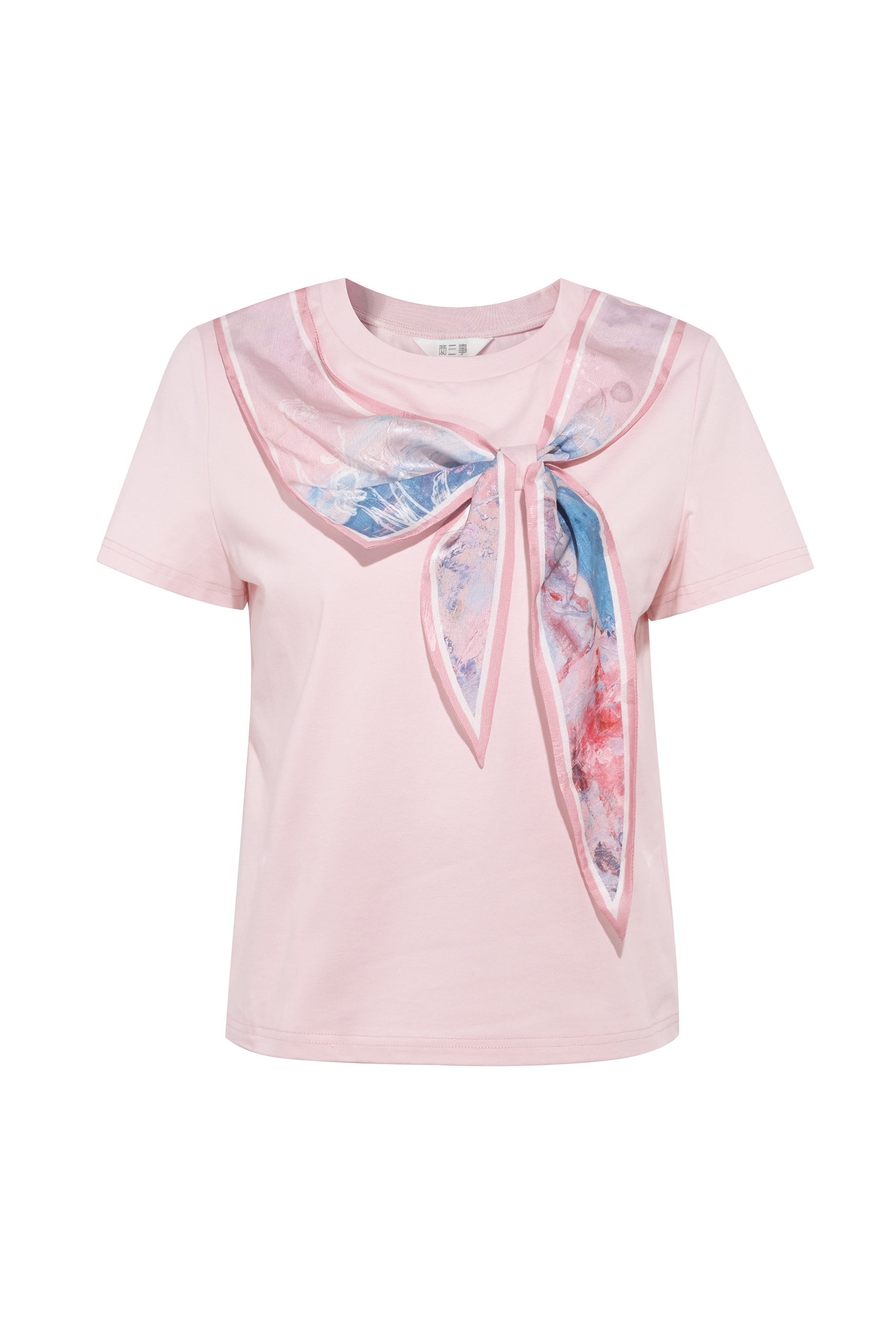 Bow Print Short Sleeve Blouse
