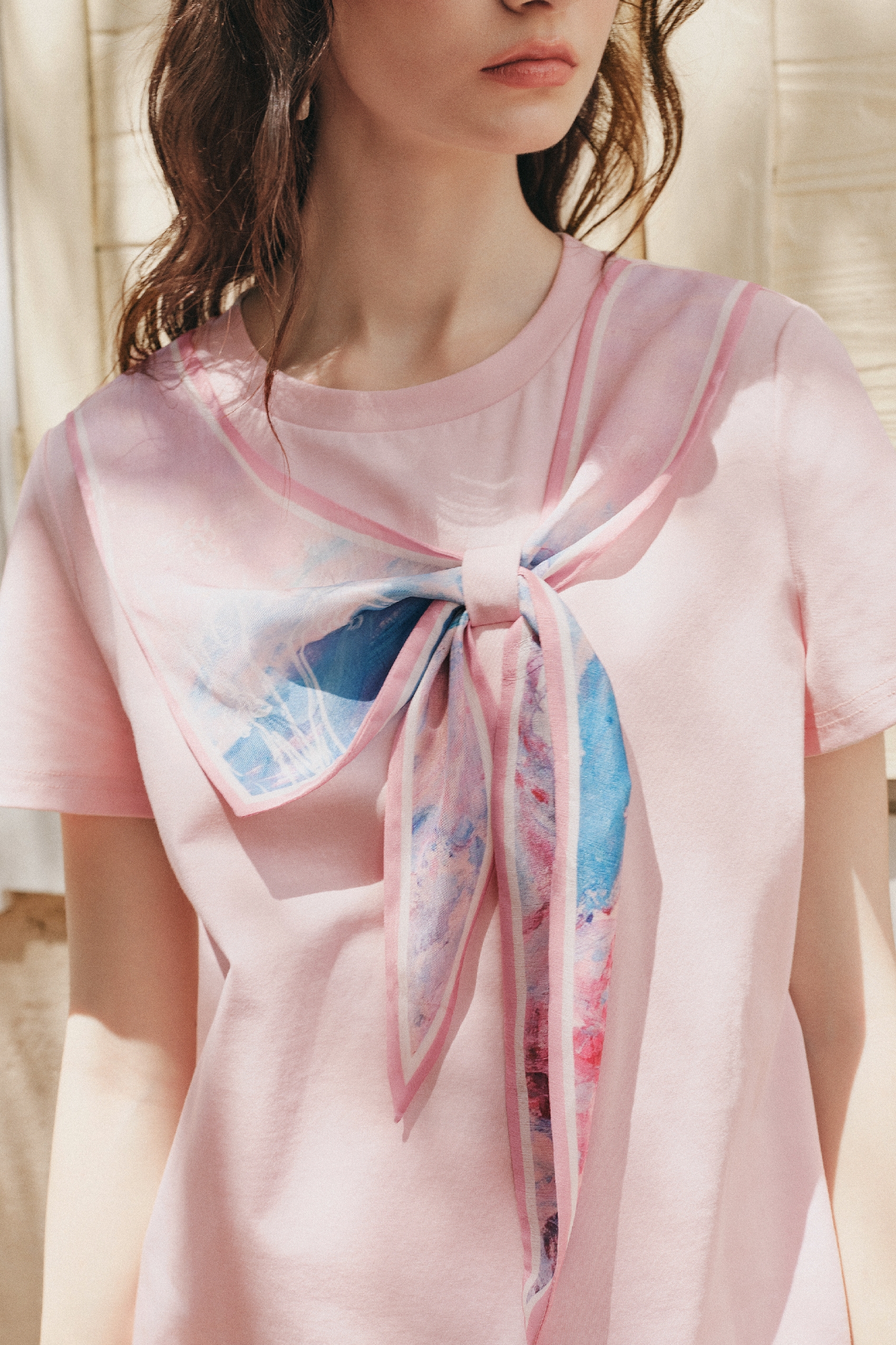 Bow Print Short Sleeve Blouse