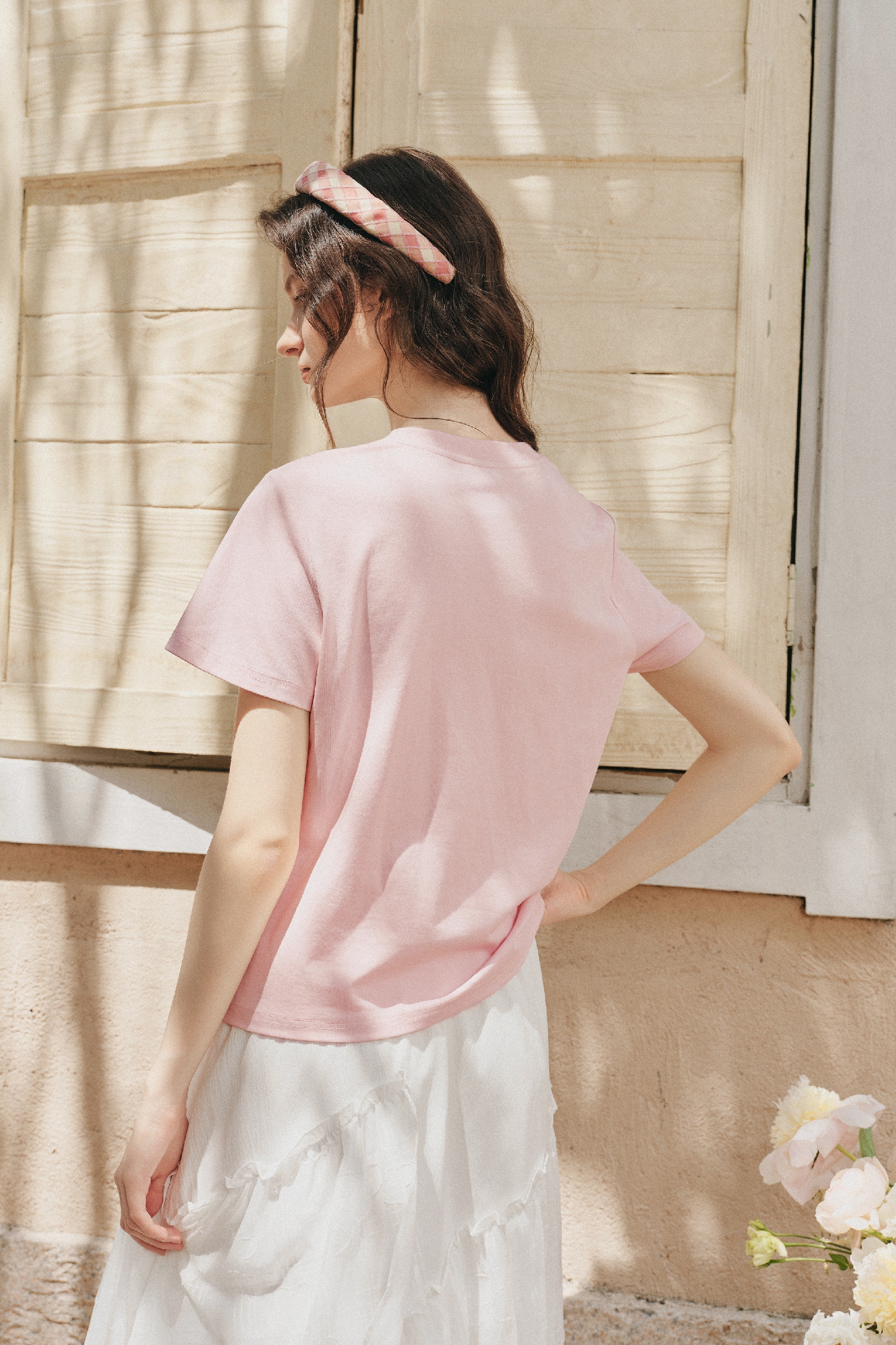 Bow Print Short Sleeve Blouse