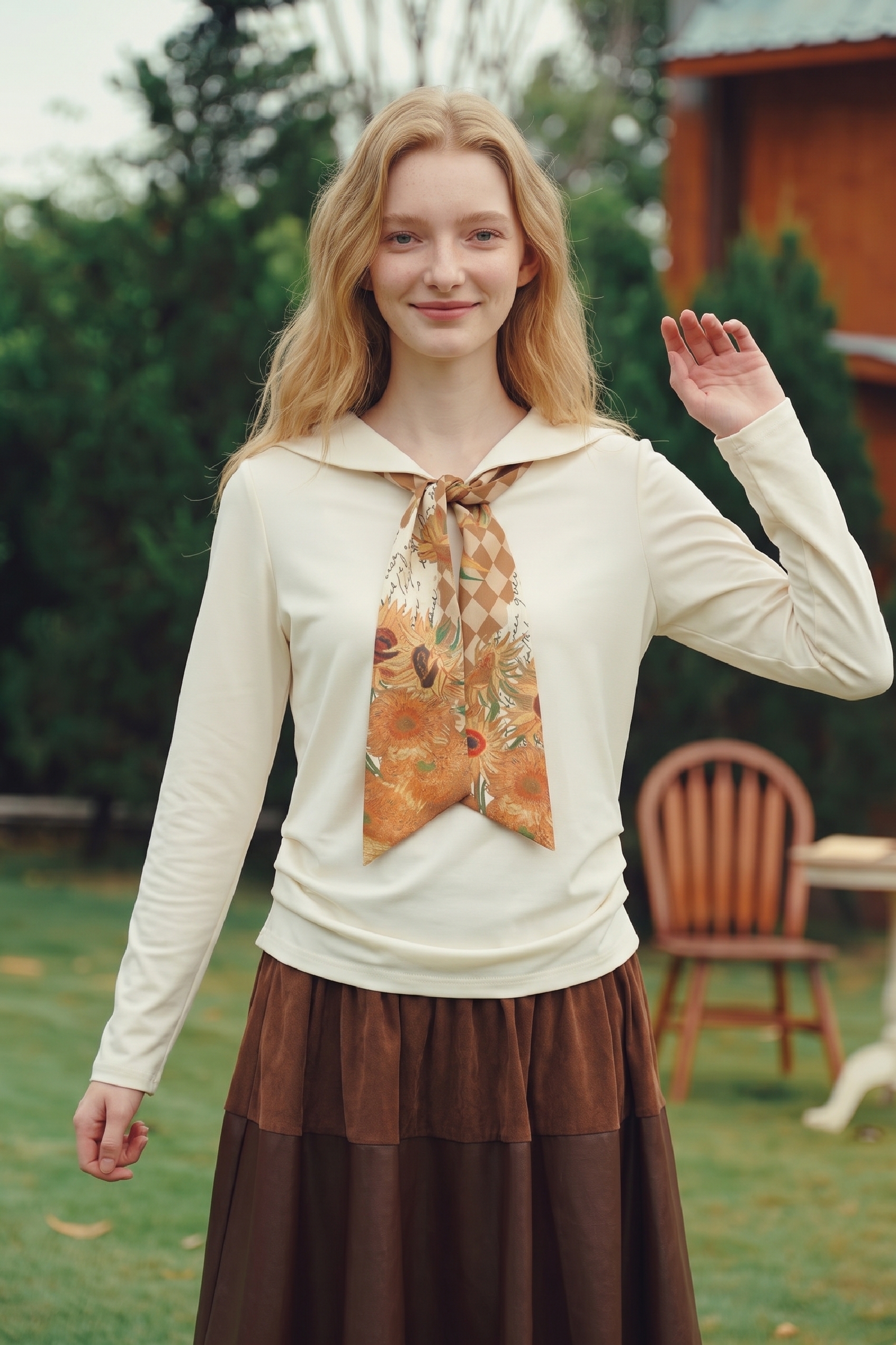 Sailor Collar Long Sleeve Top