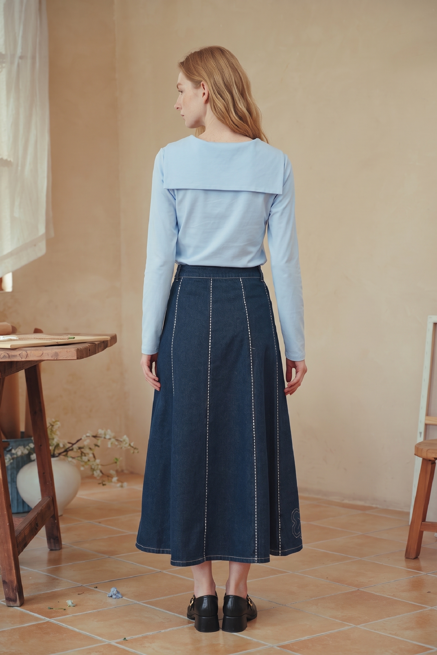 Sailor Collar Long Sleeve Top