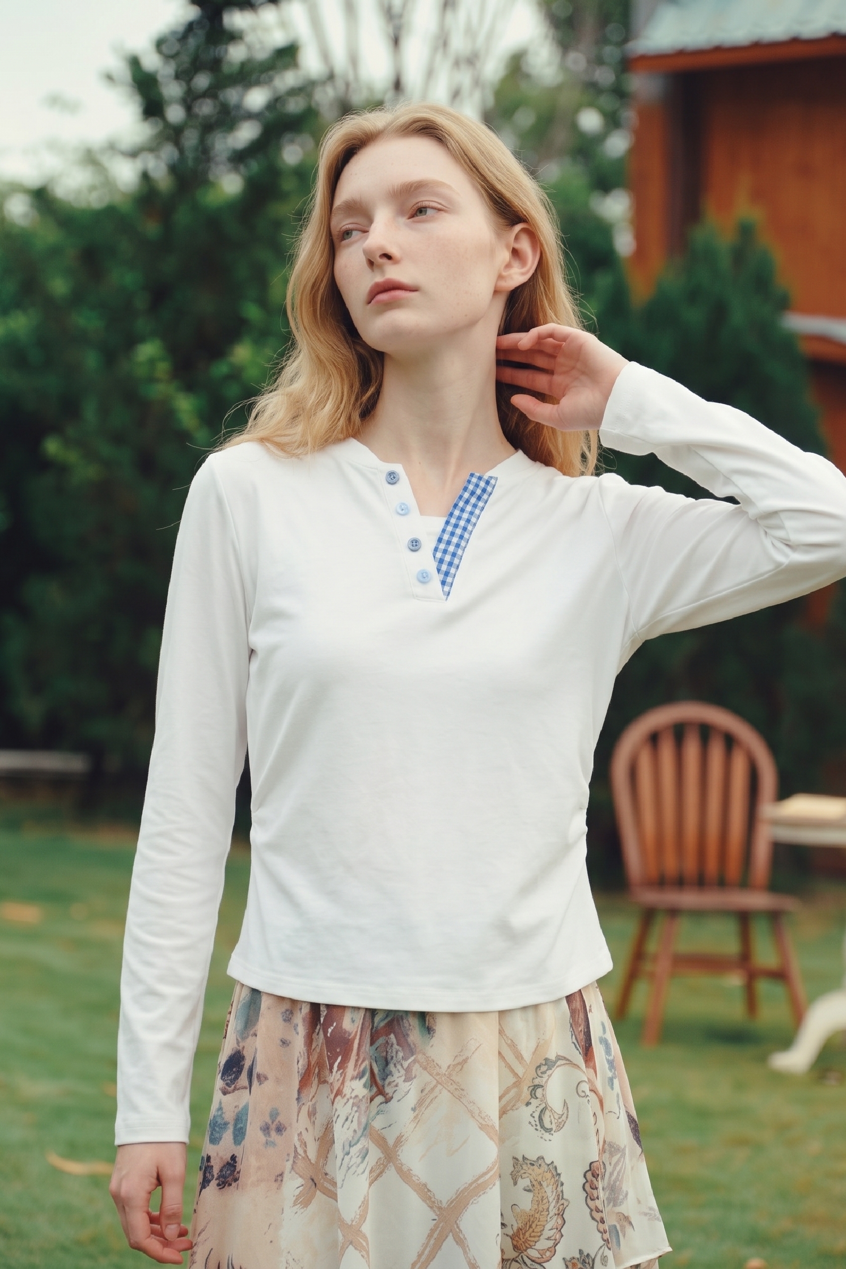 V-Neck Long Sleeve Top