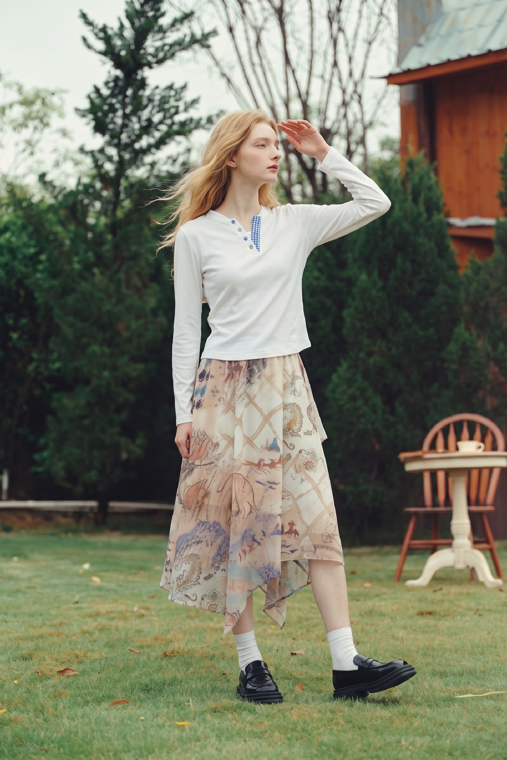 V-Neck Long Sleeve Top