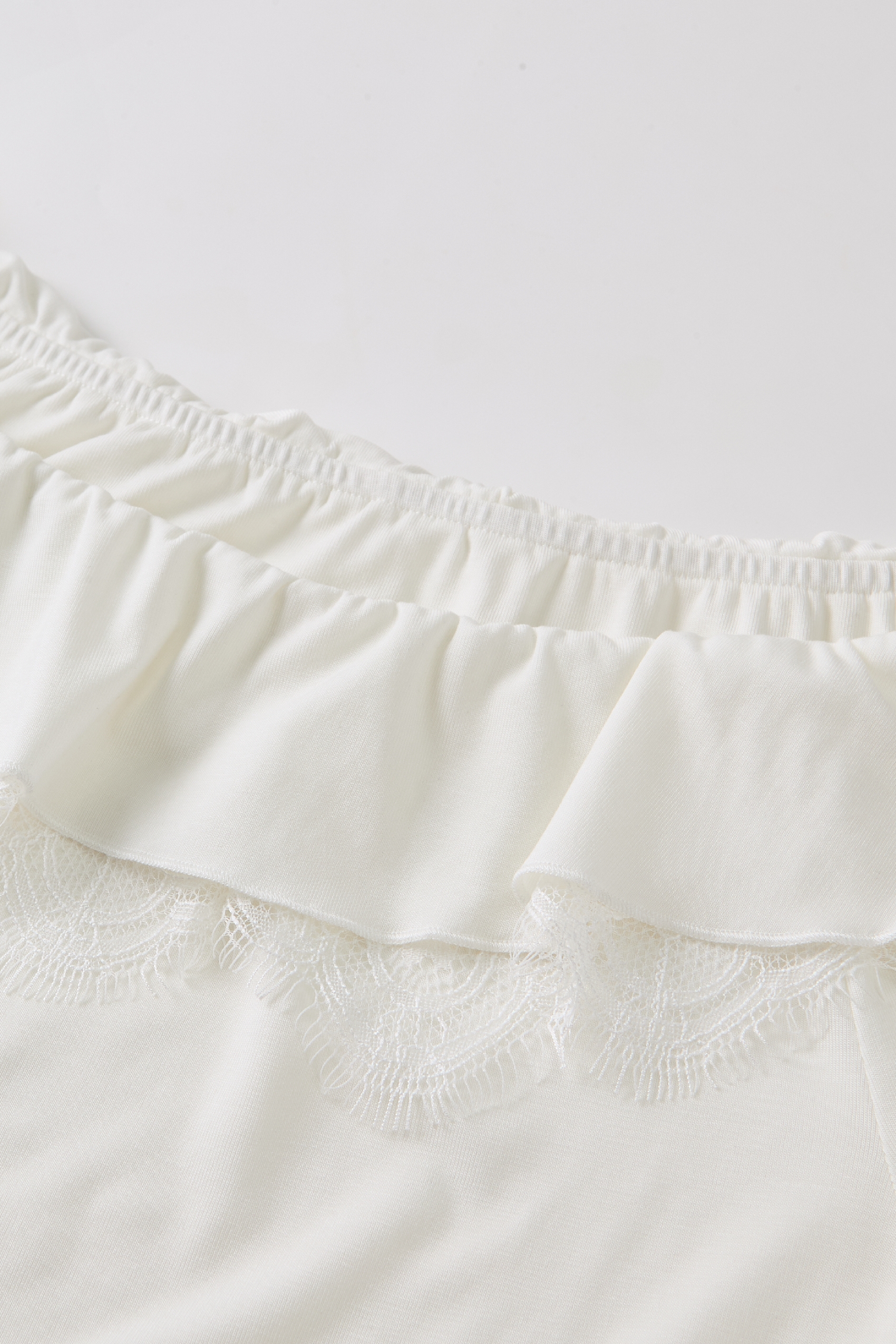 White Ruffle Off-Shoulder Long Sleeve Top-LYONSENS