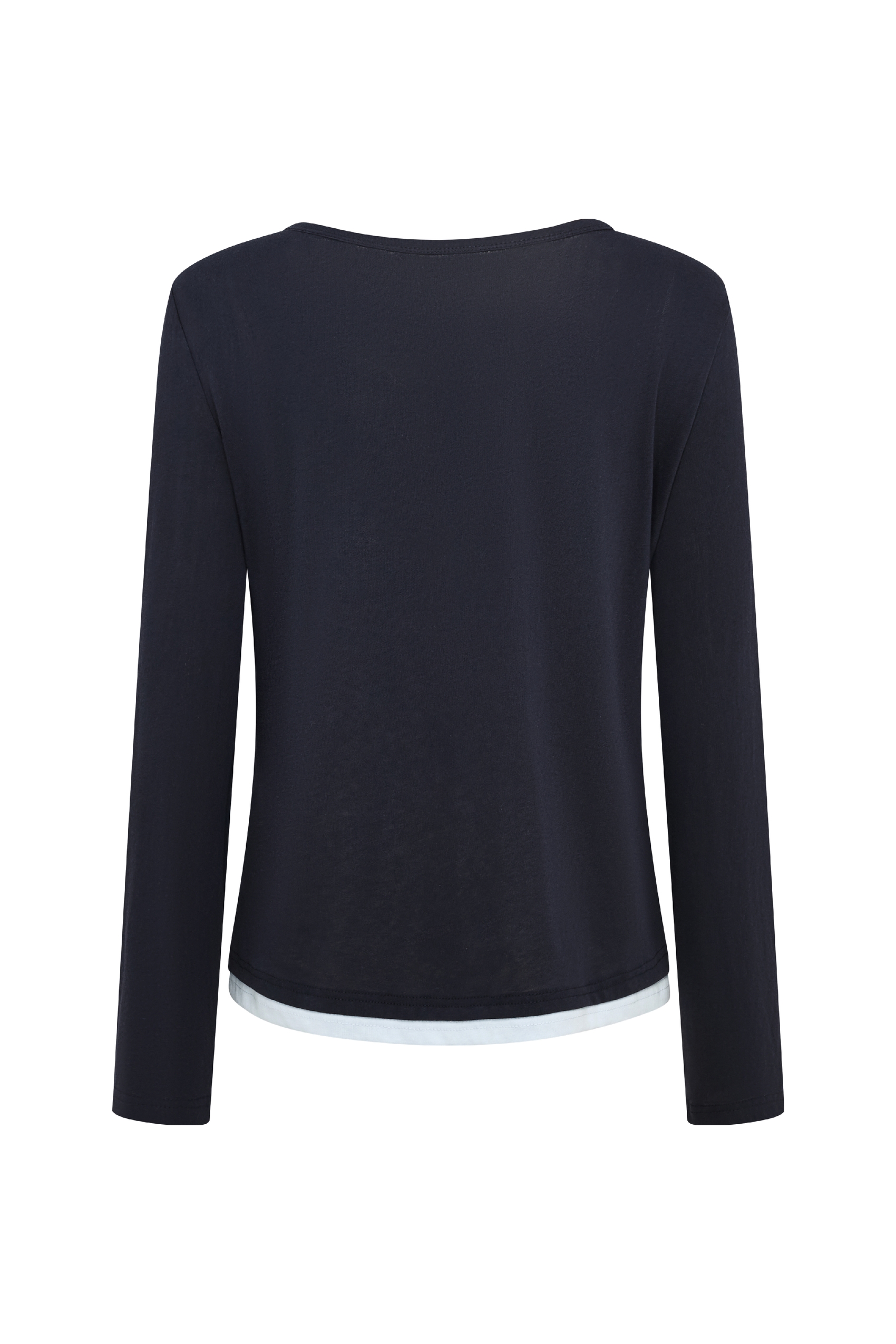 Ivory Layered V-Neck Long Sleeve Top-LYONSENS