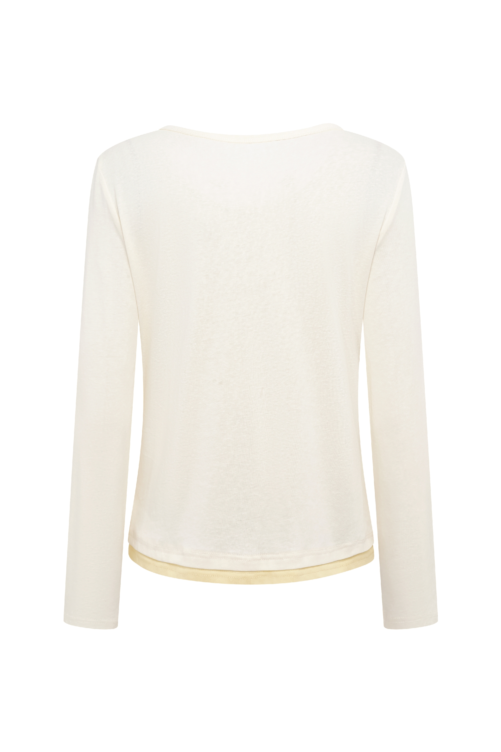Ivory Layered V-Neck Long Sleeve Top-LYONSENS